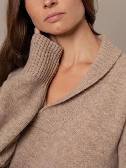 Celtic & Co. Shawl Collar Slouch Pure Merino Wool Jumper, Oatmeal - view 2, Oatmeal