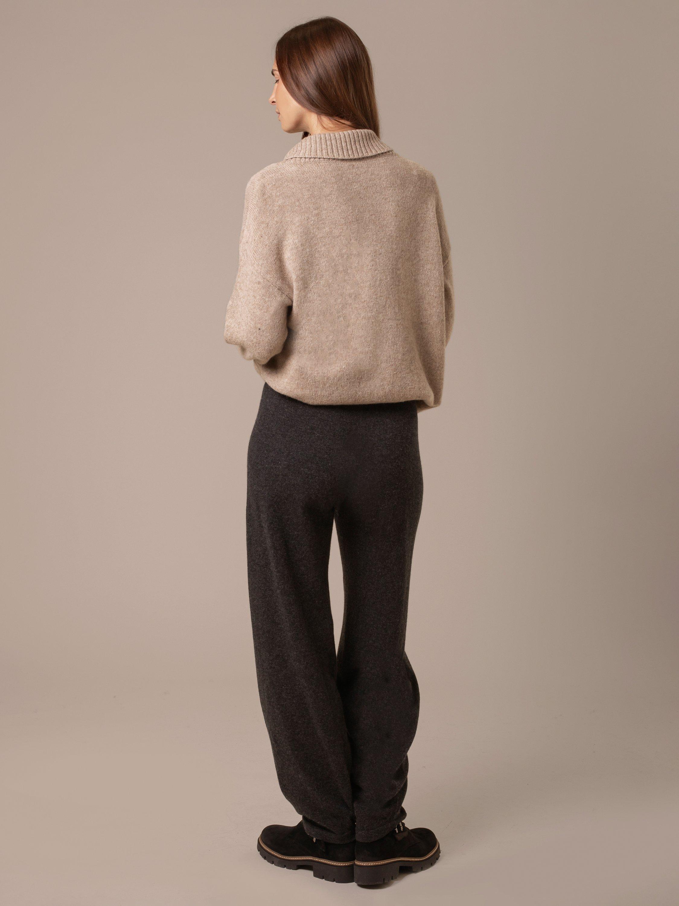 Product image 2 of 8, which shows Celtic & Co. Pure Wool Barrel Leg Lounge Trousers, Charcoal, XS