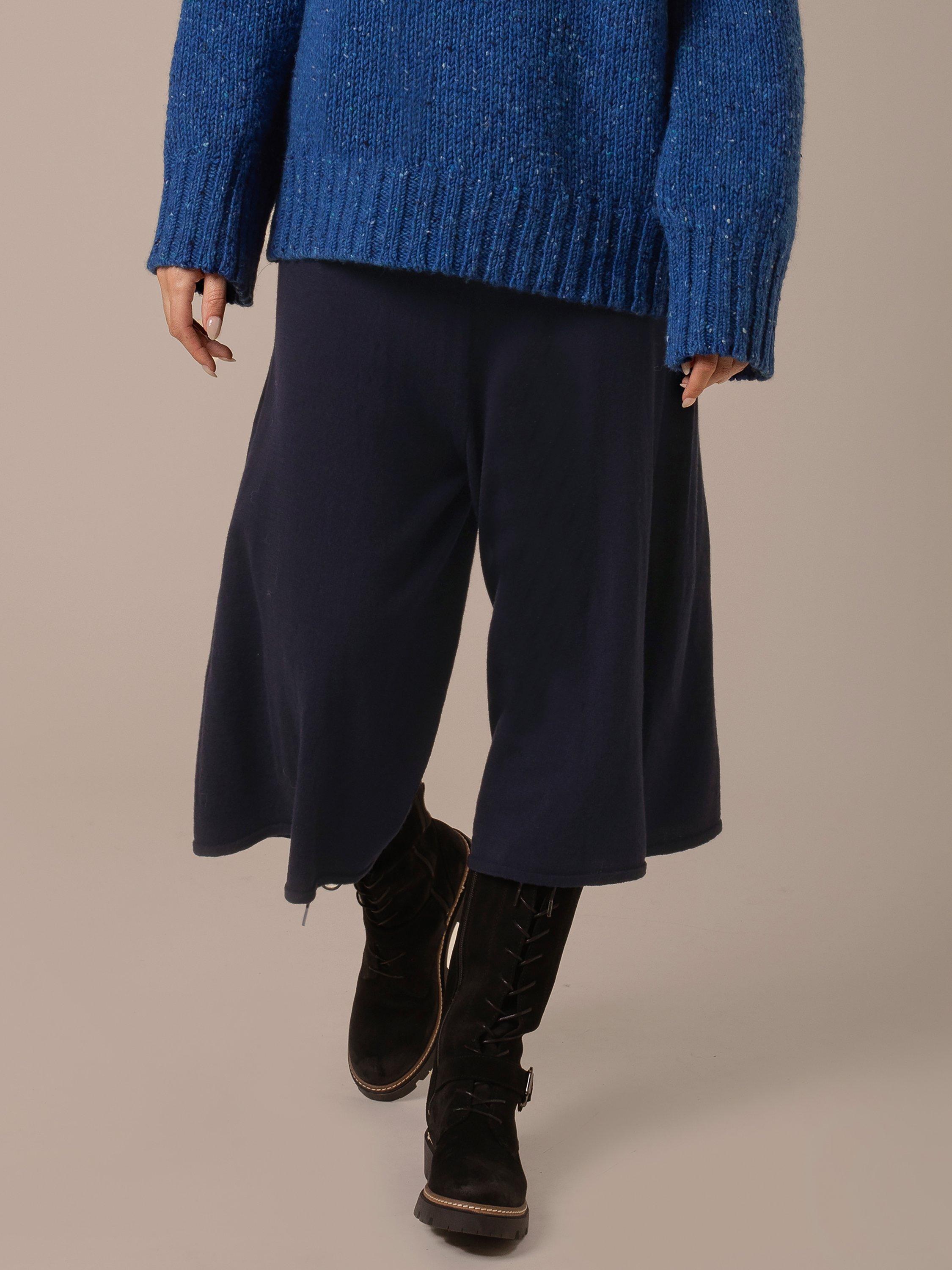 Product image 1 of 3, which shows Celtic & Co. Pure Merino Wool Culottes, Navy, XS