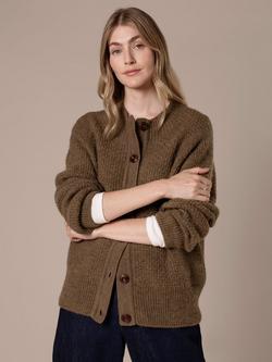 Celtic & Co. Button Through Wool Cardigan, Walnut