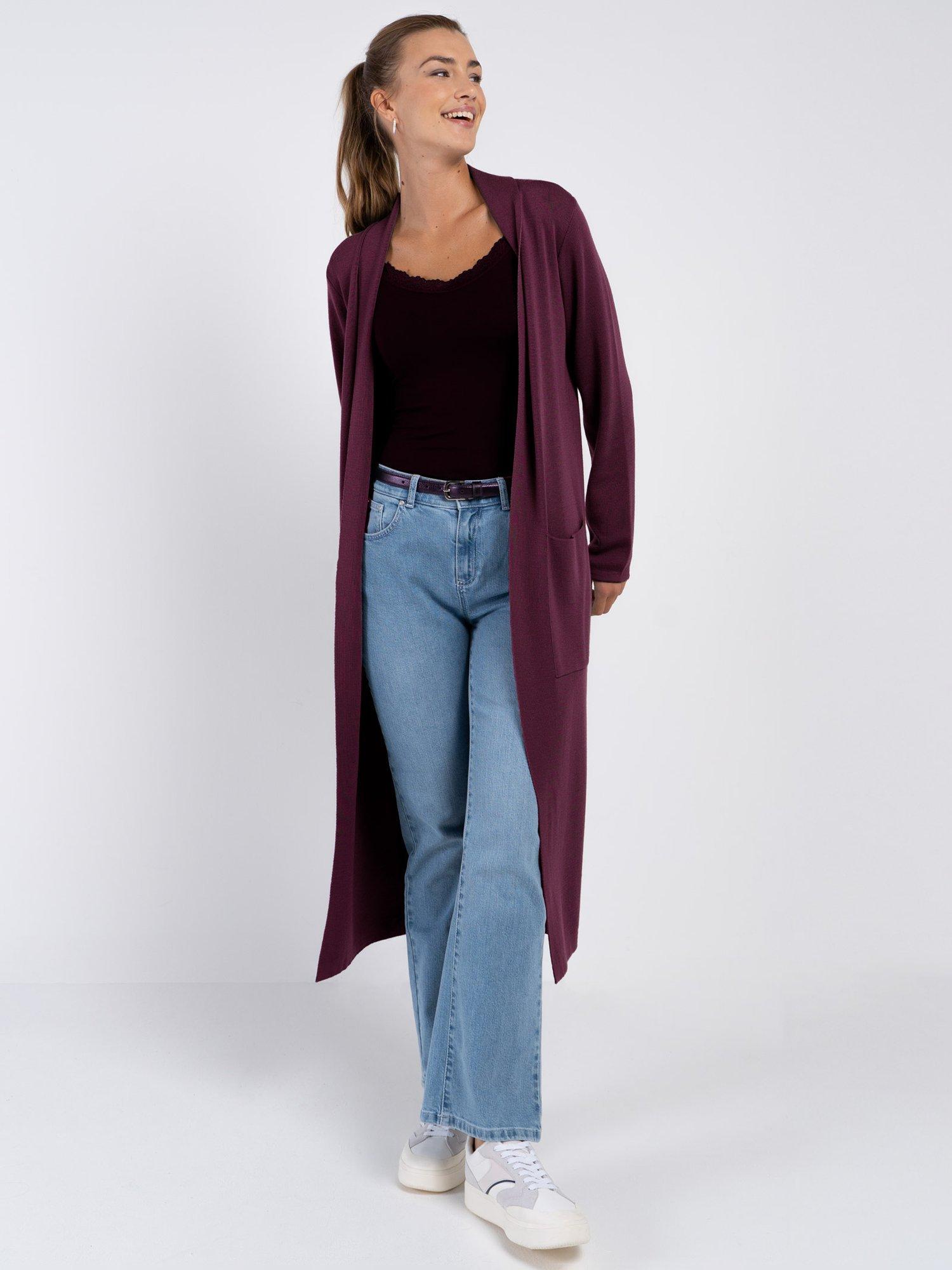 Product image 1 of 5, which shows Celtic & Co. Seraphina Longline Pure Wool Cardigan, Java, 8