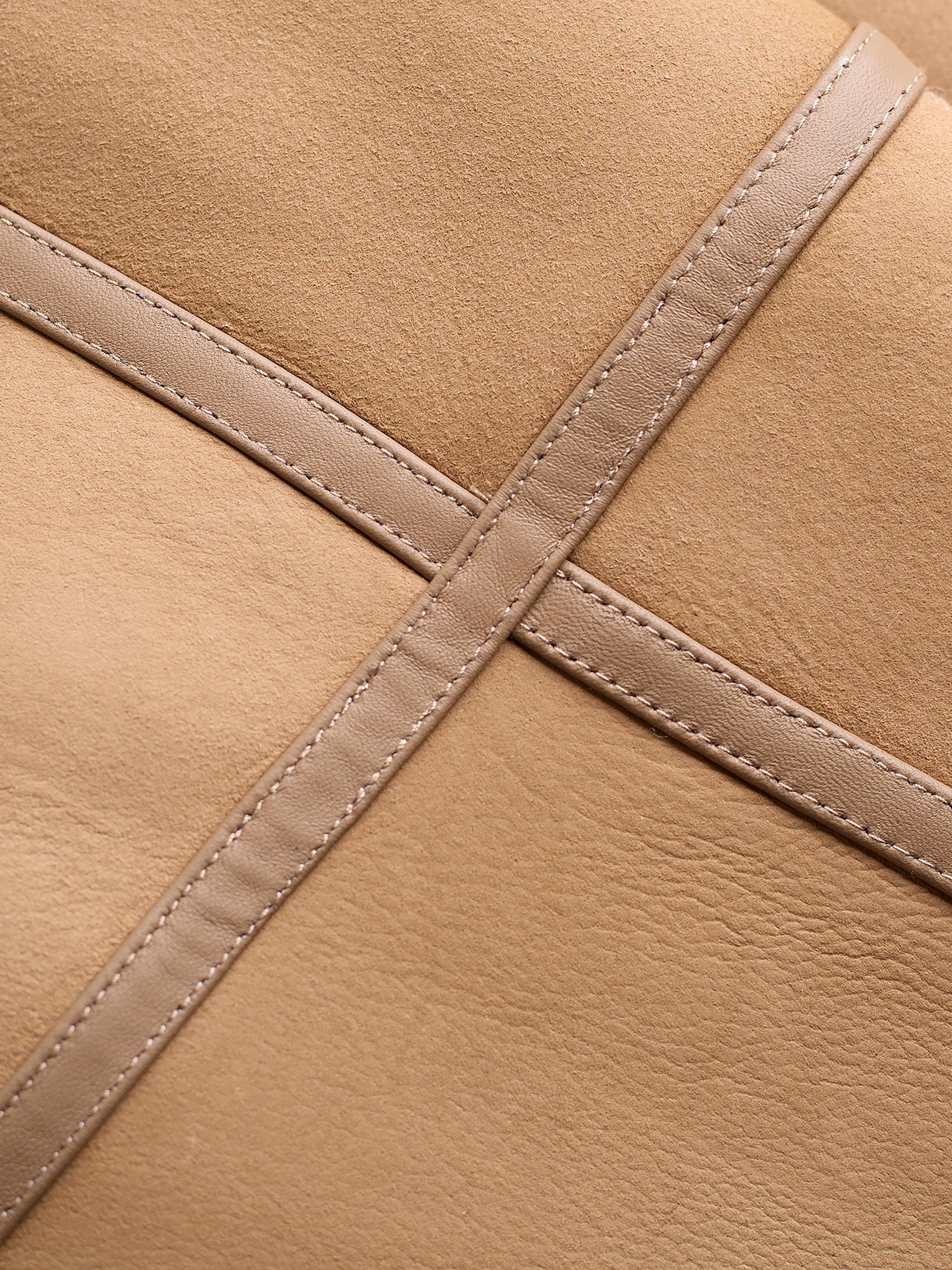 Product image 8 of 10, which shows Celtic & Co. Drape Collar Sheepskin Wrap Coat, Camel / Cream, 8