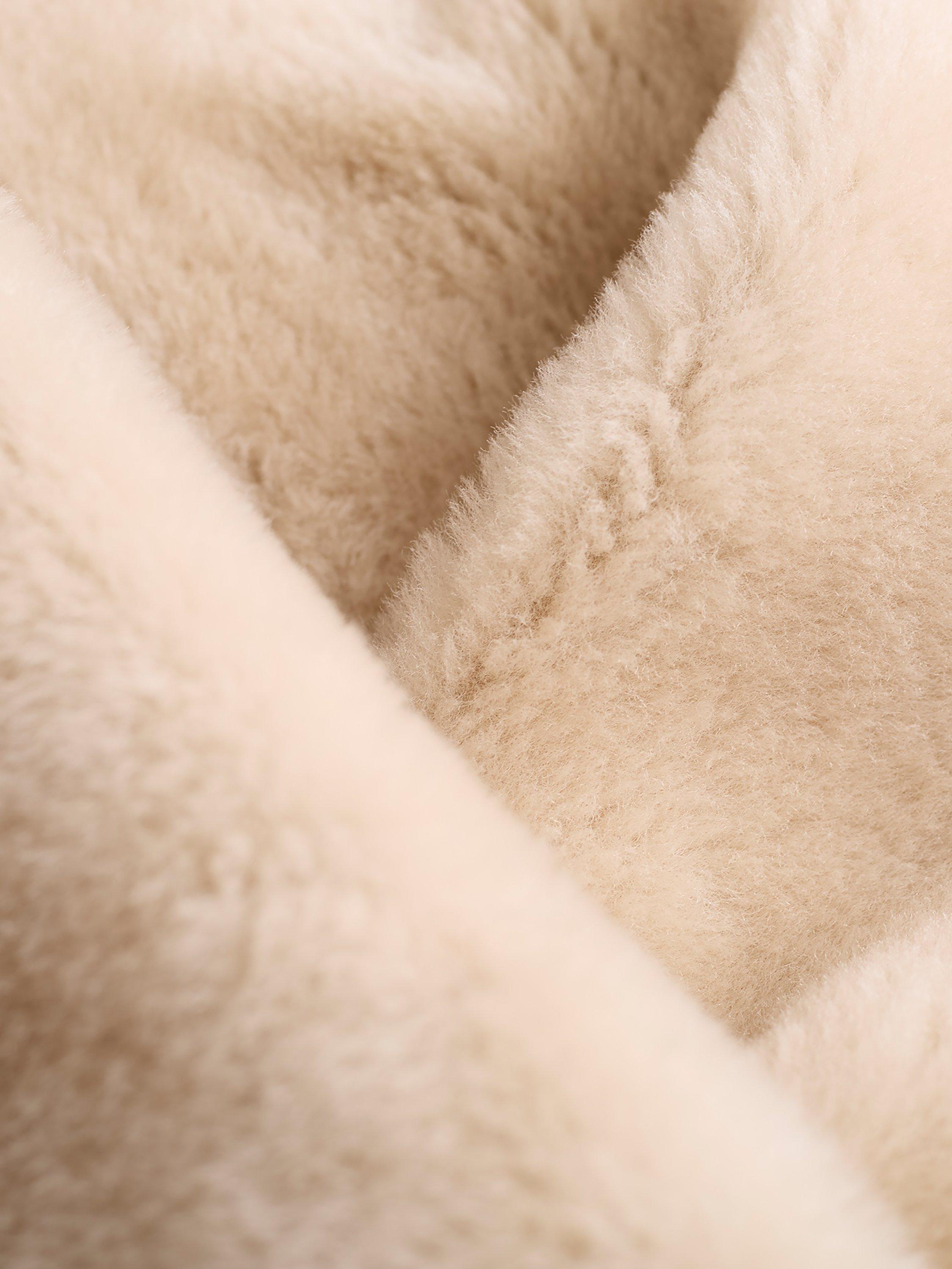 Product image 9 of 10, which shows Celtic & Co. Drape Collar Sheepskin Wrap Coat, Camel / Cream, 8