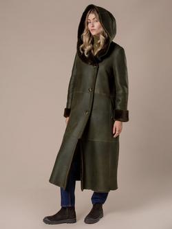 Celtic & Co. Hooded Wrap Pure Sheepskin Coat, Black Olive - view 2, Black Olive