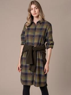 Celtic & Co. Check Collared Shirt Dress, Olive/Multi, Olive/Multi