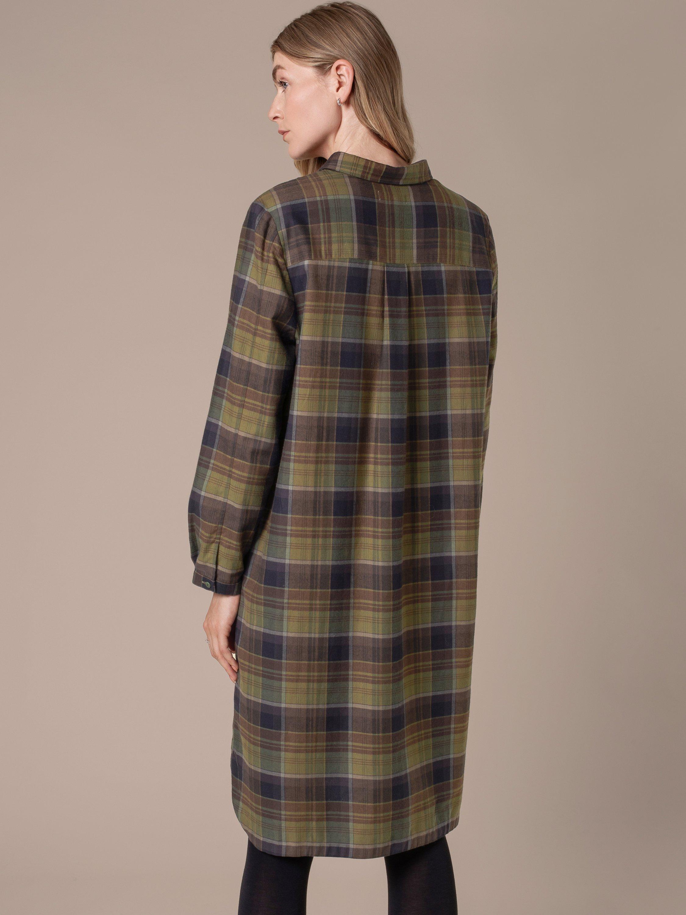 Product image 3 of 9, which shows Celtic & Co. Check Collared Shirt Dress, Olive/Multi, 8