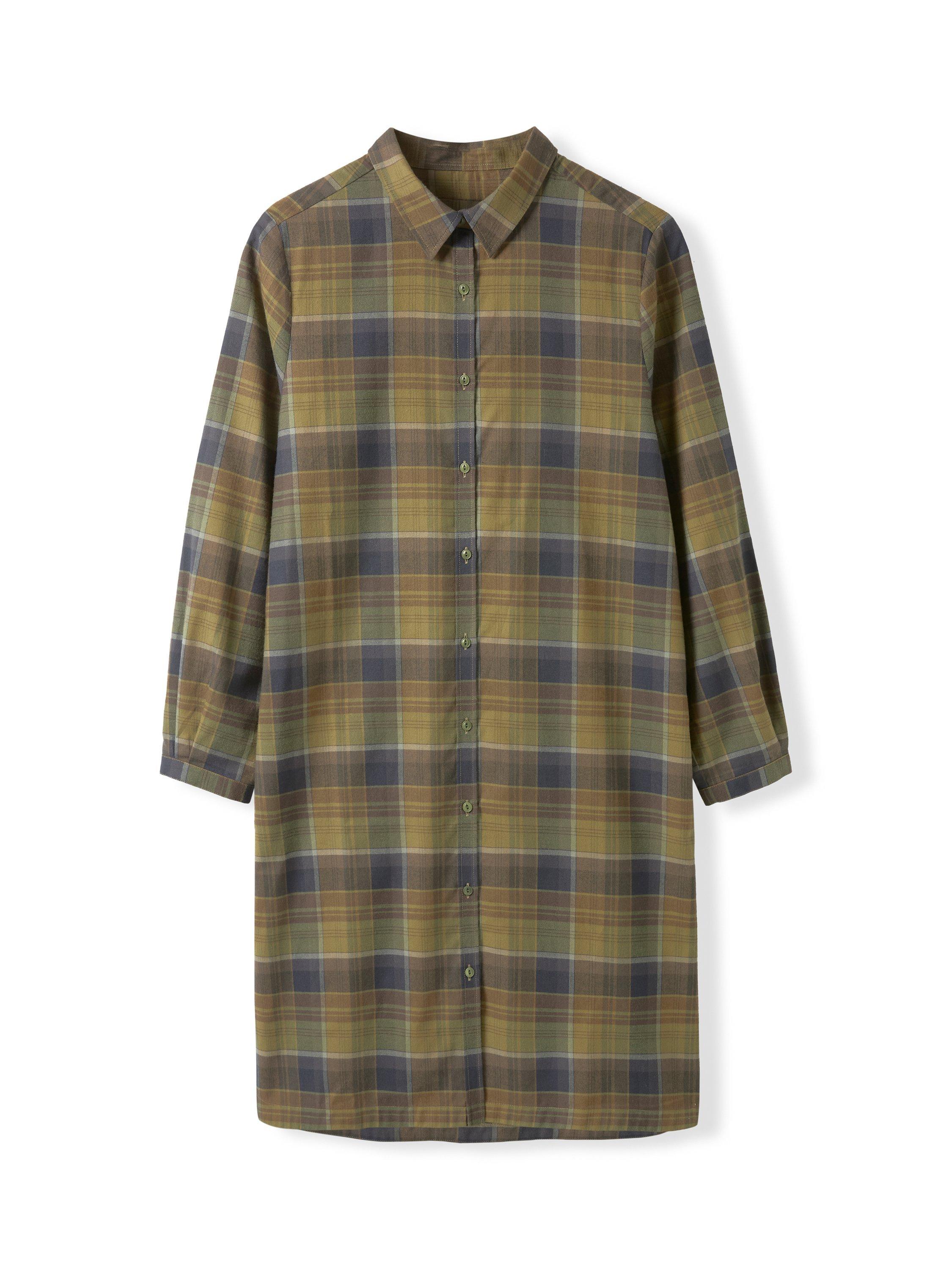 Product image 5 of 9, which shows Celtic & Co. Check Collared Shirt Dress, Olive/Multi, 8