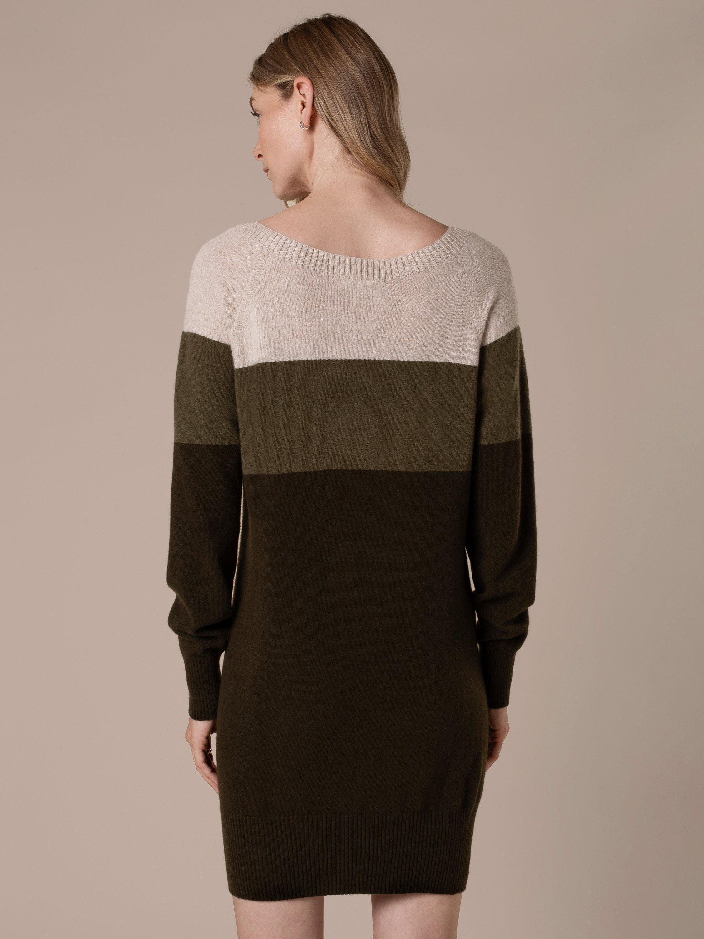 Product image 2 of 10, which shows Celtic & Co. Block Colour Long Sleeve Wool Mini Dress, Khaki Multi, XS