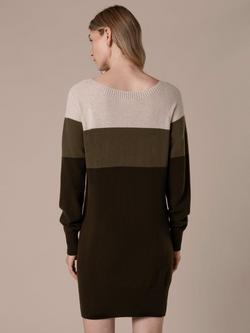 Celtic & Co. Block Colour Long Sleeve Wool Mini Dress - view 2, Khaki Multi