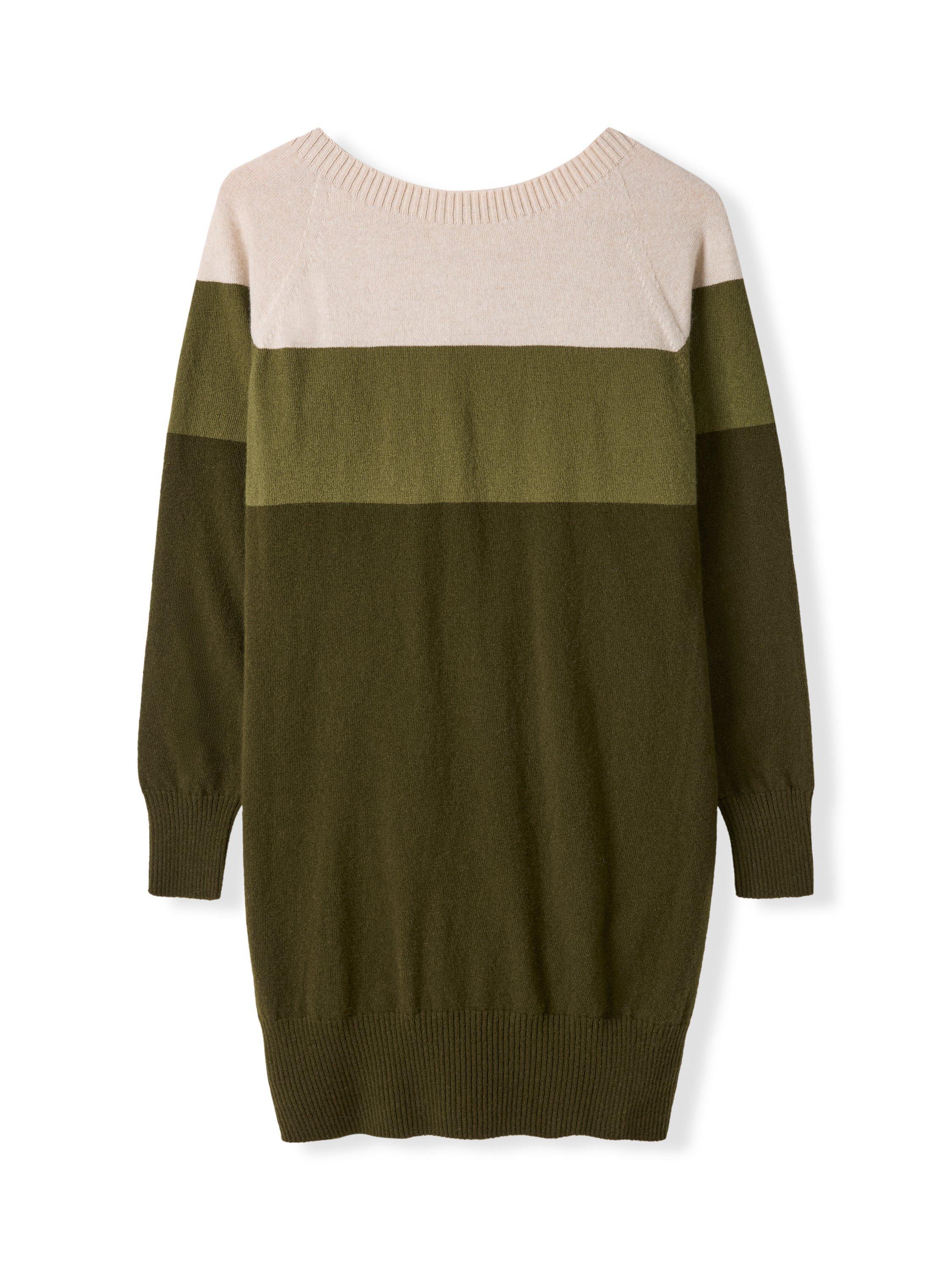 Product image 7 of 10, which shows Celtic & Co. Block Colour Long Sleeve Wool Mini Dress, Khaki Multi, XS