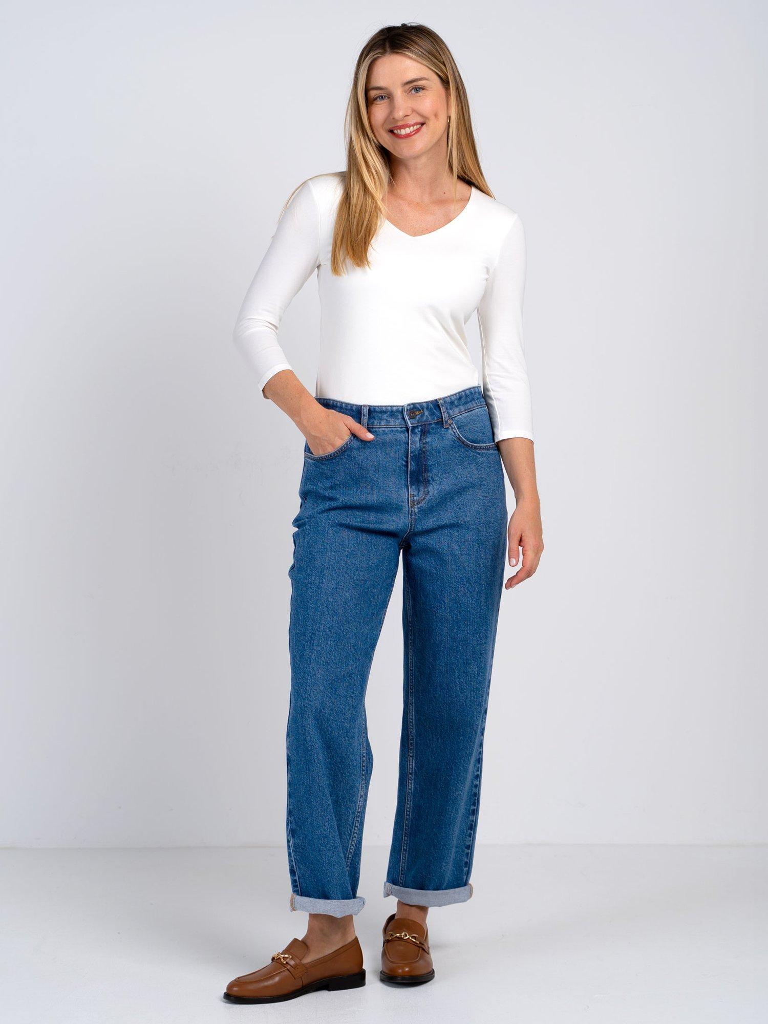 Product image 1 of 5, which shows Celtic & Co. Darla Boyfriend Jeans, Mid Blue, 8