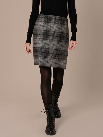 Celtic & Co. High Rise Celt Wool Mini Skirt, Black/Grey