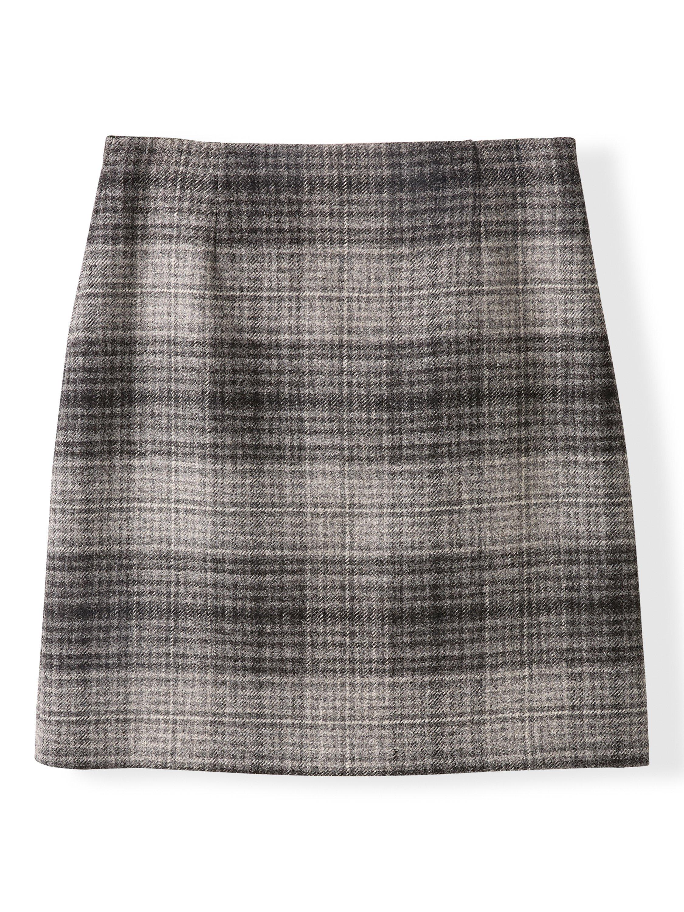 Product image 4 of 7, which shows Celtic & Co. High Rise Celt Wool Mini Skirt, Black/Grey, 8