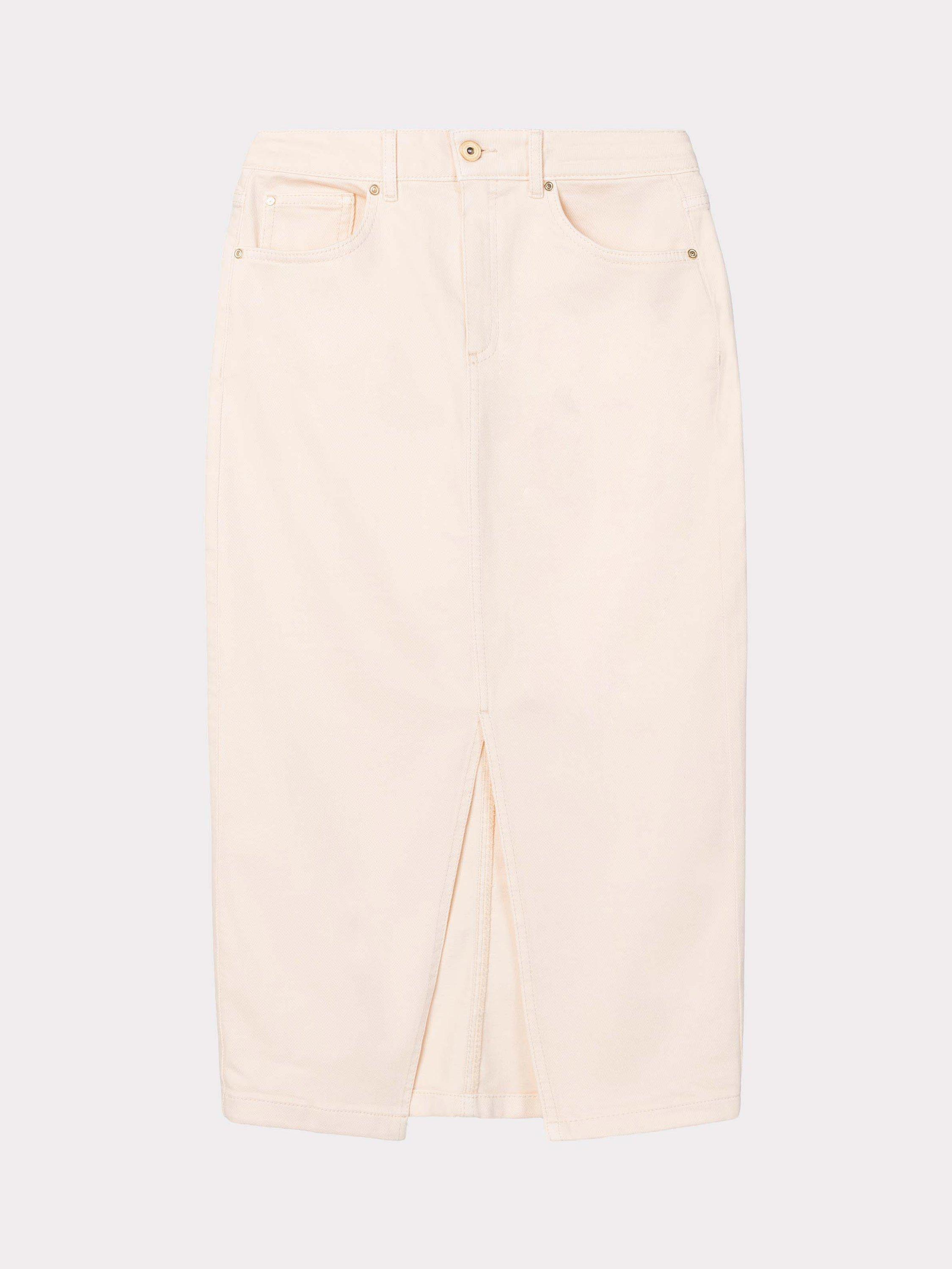 Product image 5 of 5, which shows Celtic & Co. Darla Denim Midi Skirt, Cream, 8