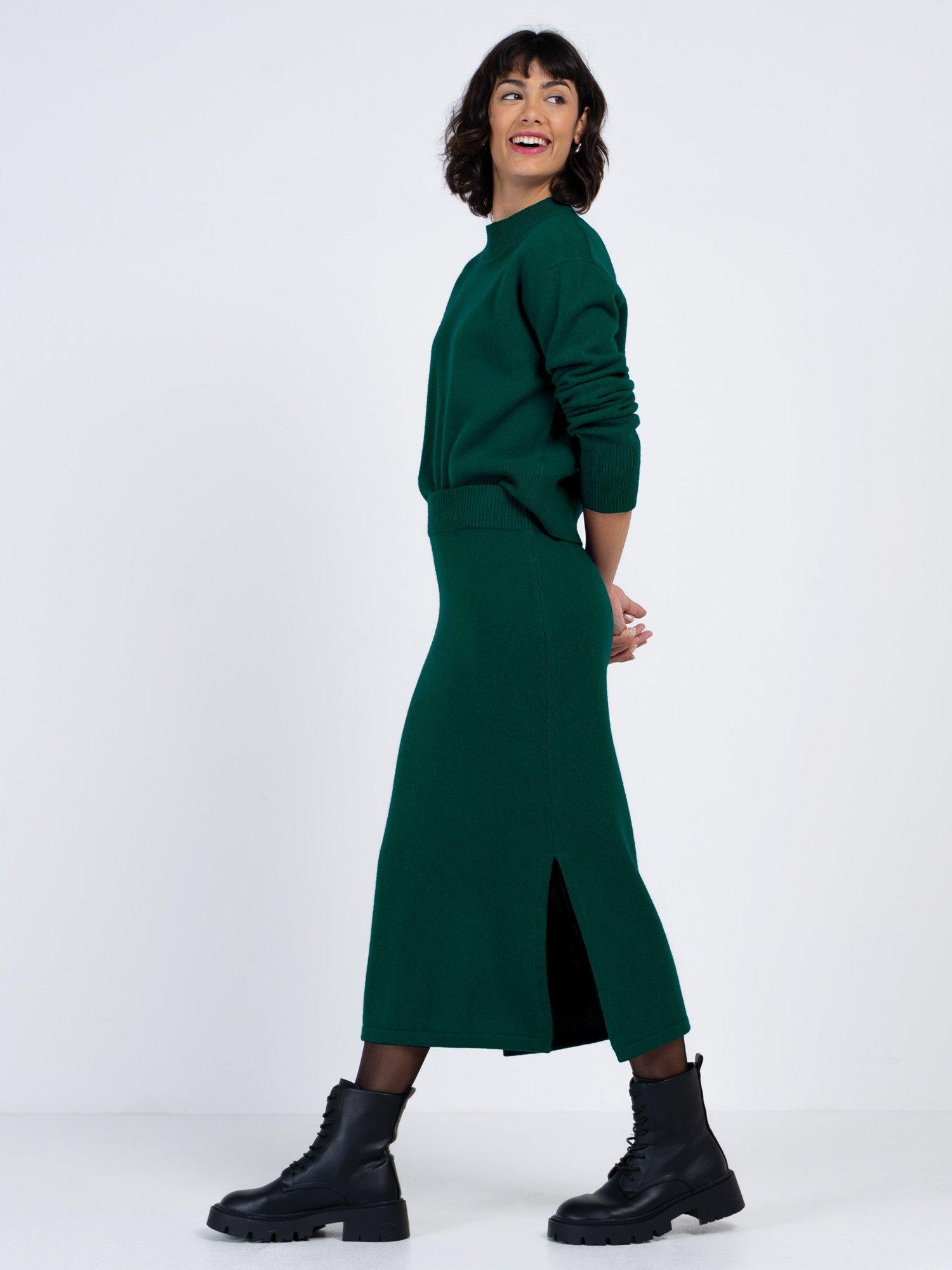 Product image 1 of 6, which shows Celtic & Co. Josie Pure Wool Knitted Skirt, Pine, 8