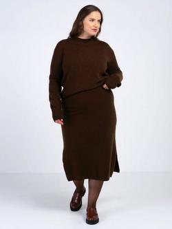 Celtic & Co. Josie Pure Wool Knitted Skirt, Pine, Bitter Chocolate
