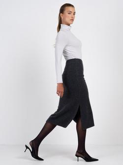 Celtic & Co. Josie Pure Wool Knitted Skirt, Charcoal Marl - view 2, Charcoal Marl