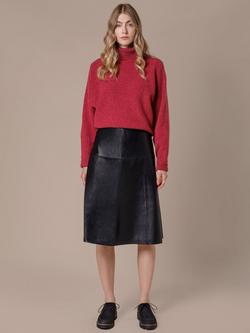 Celtic & Co. Leather Seamed Midi Skirt, Black