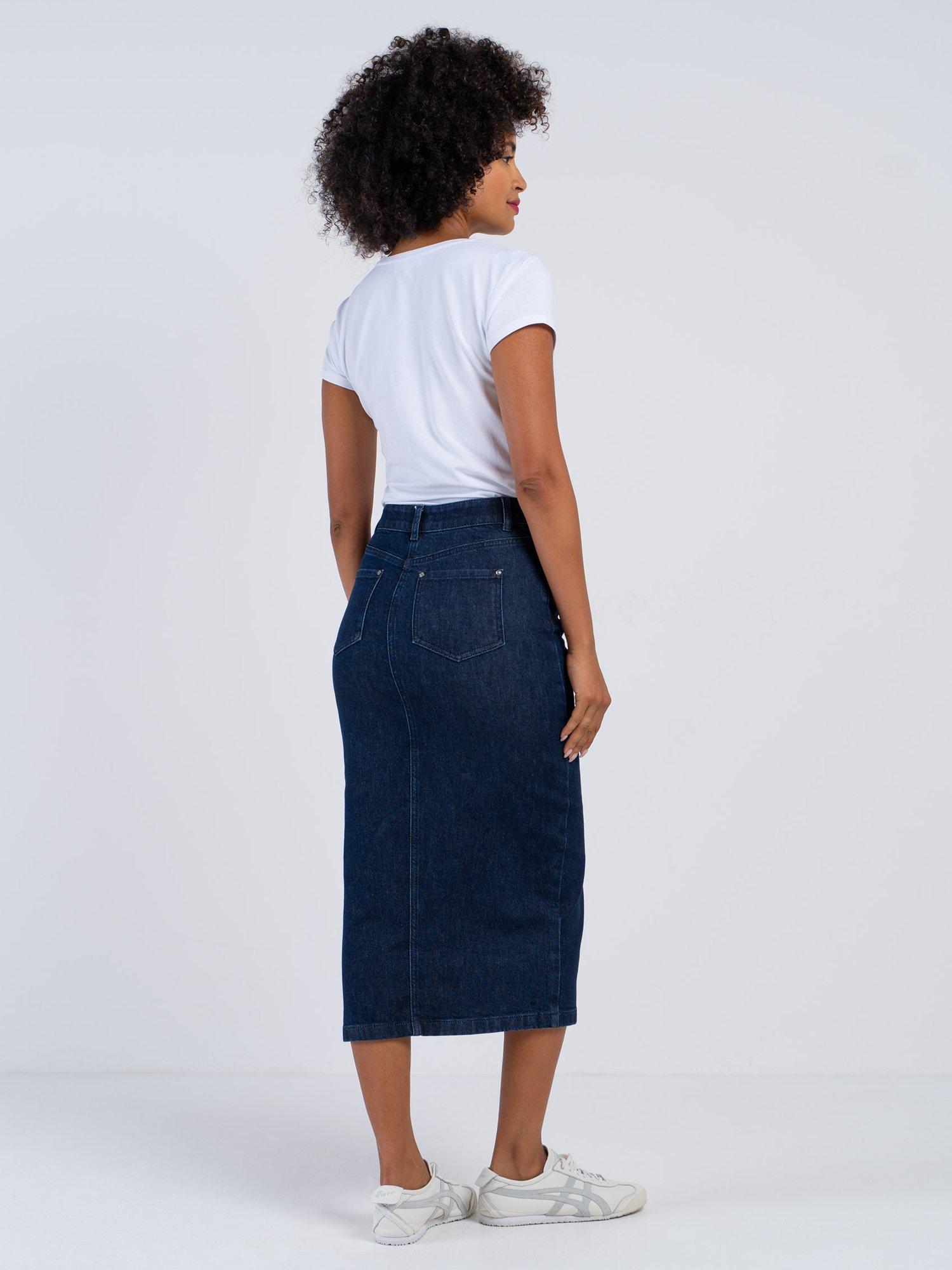 Product image 3 of 7, which shows Celtic & Co. Darla Denim Midi Skirt, Dark Denim, 8