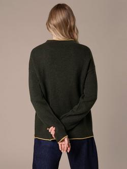 Celtic & Co. Funnel Neck Lambswool Jumper - view 2, Olive/Ochre