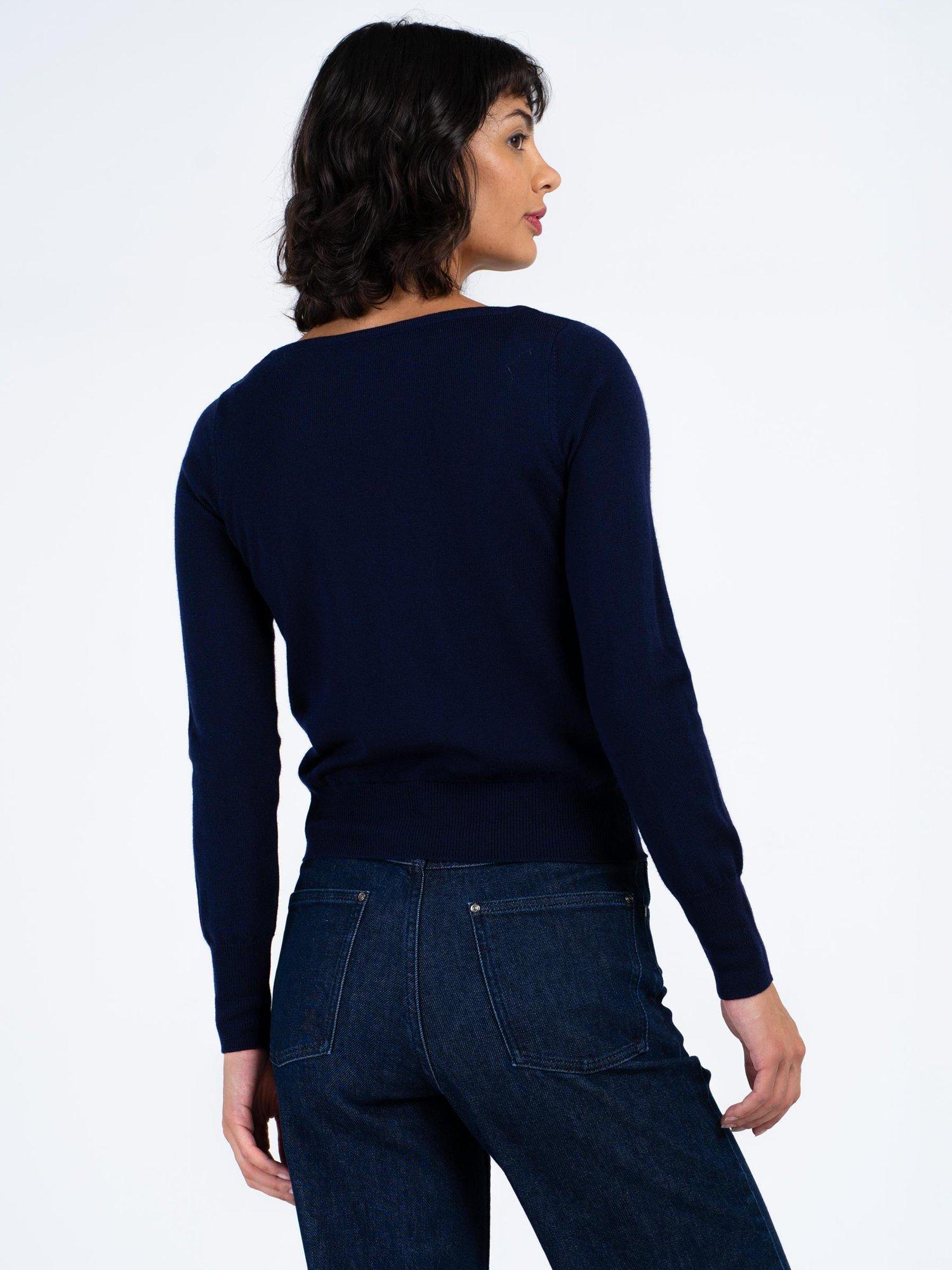 Product image 2 of 5, which shows Celtic & Co. Grace Pure Wool Jumper, Dark Navy, 8