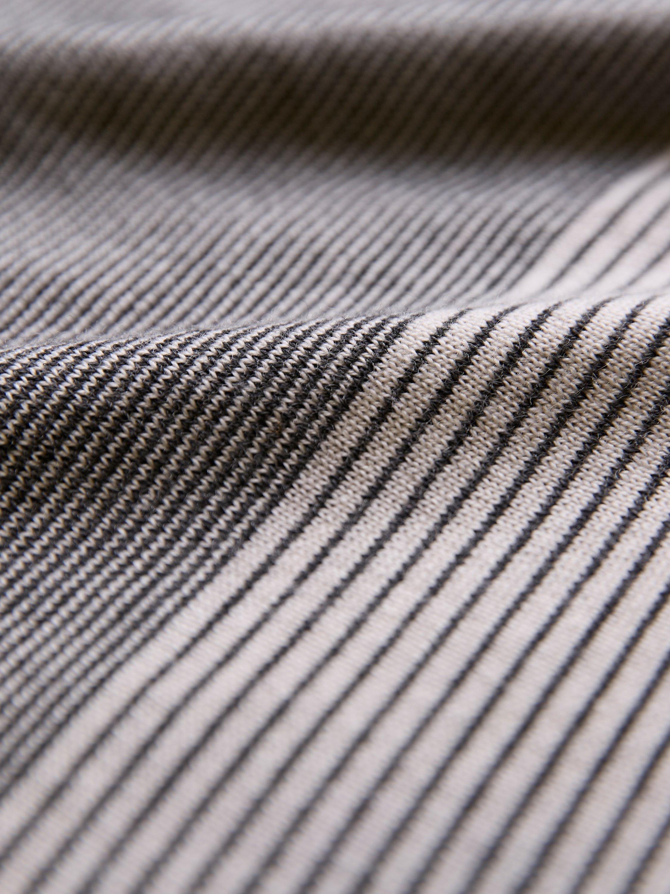 Product image 7 of 9, which shows Celtic & Co. Striped Knit Merino Wool Boat Neck Jumper, Charcoal/Ecru, XS