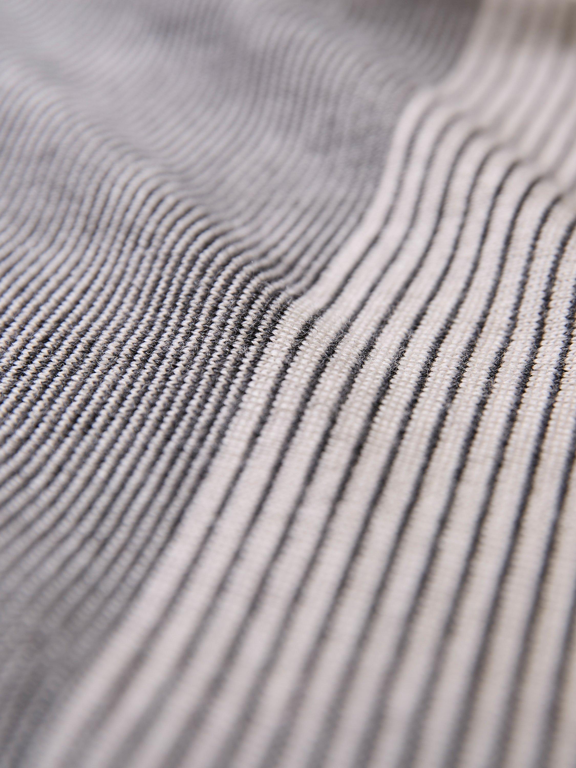 Product image 9 of 9, which shows Celtic & Co. Striped Knit Merino Wool Boat Neck Jumper, Charcoal/Ecru, XS