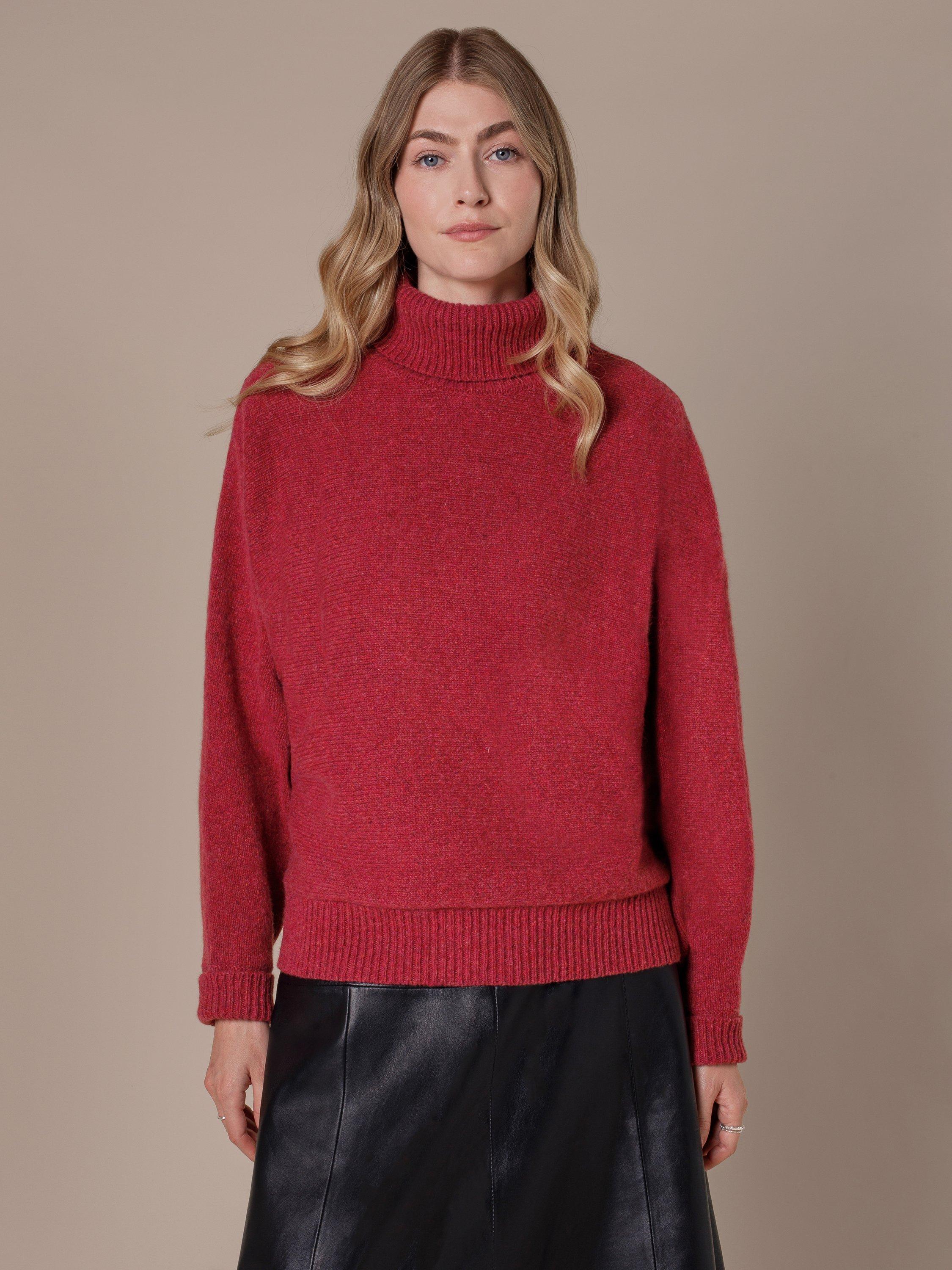 Product image 2 of 8, which shows Celtic & Co. Roll Neck Pure Merino Wool Jumper, Cherry, XS