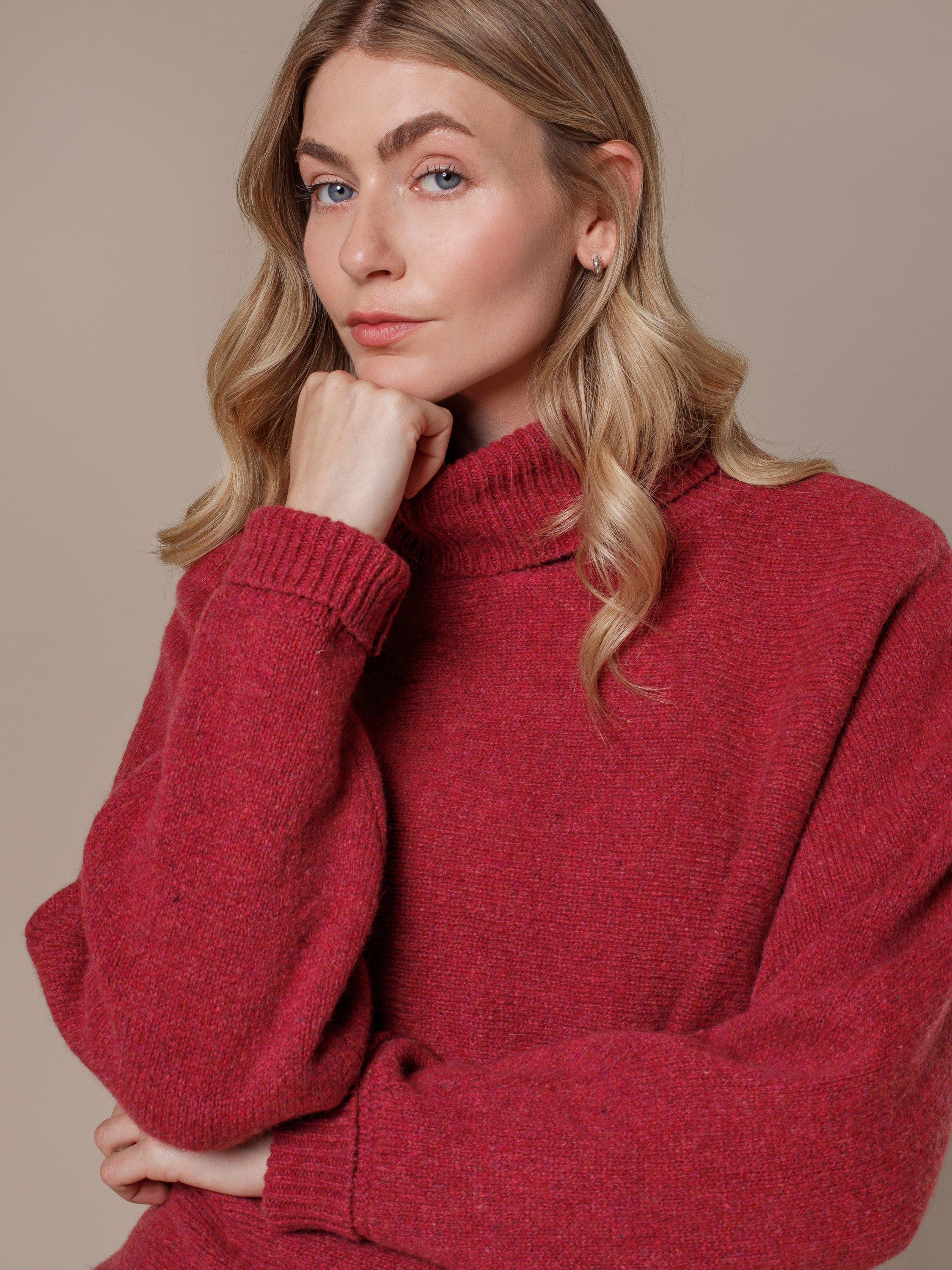 Product image 3 of 8, which shows Celtic & Co. Roll Neck Pure Merino Wool Jumper, Cherry, XS