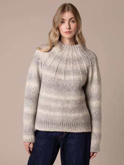Celtic & Co. Sunbeam Stitch Yoke Jumper, Light Grey