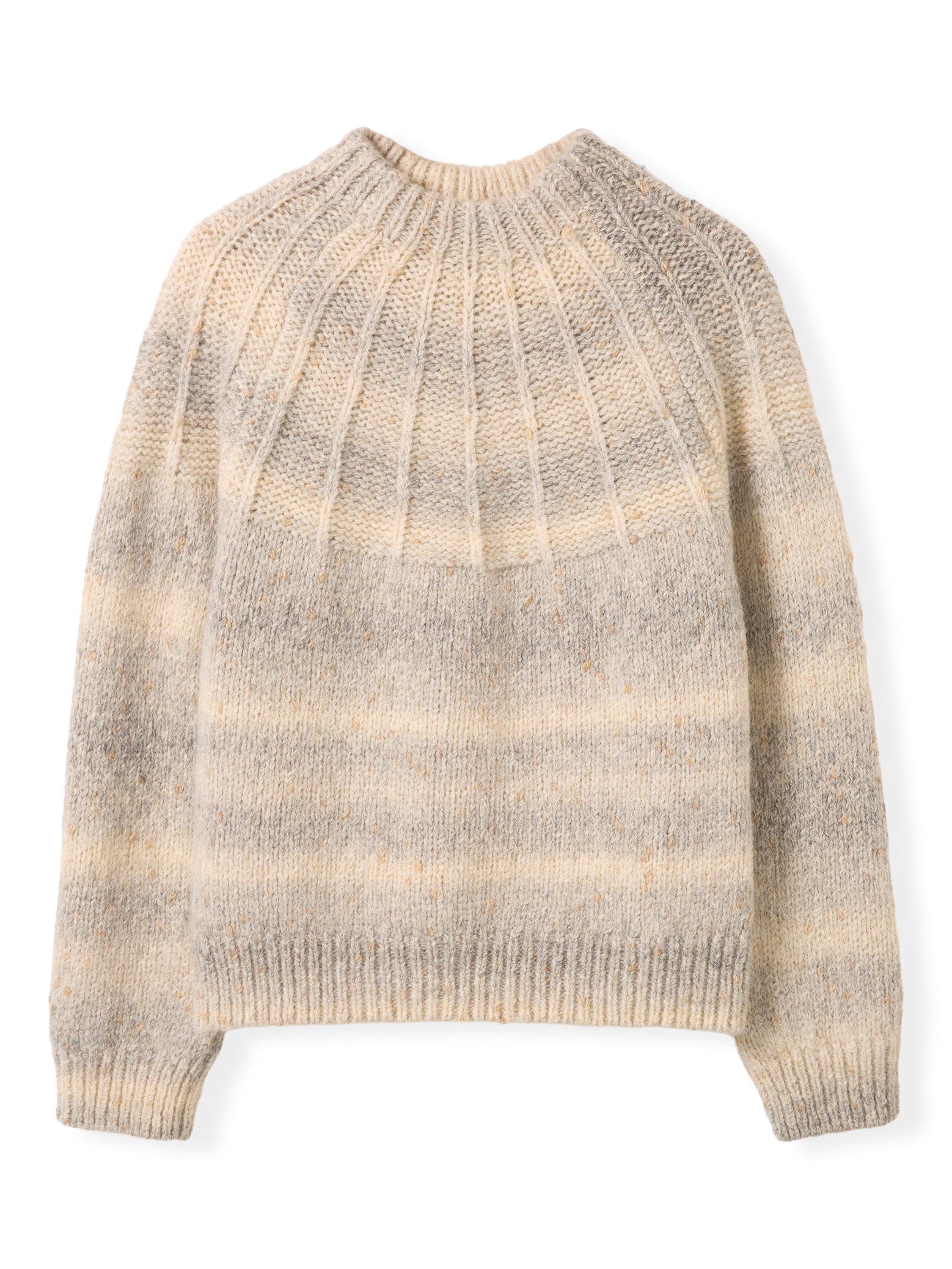 Product image 6 of 9, which shows Celtic & Co. Sunbeam Stitch Yoke Jumper, Light Grey, XS