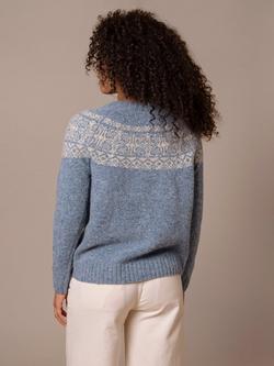 Celtic & Co. Fair Isle Yoke Pure Donegal Wool Jumper, Vintage Blue - view 2, Vintage Blue