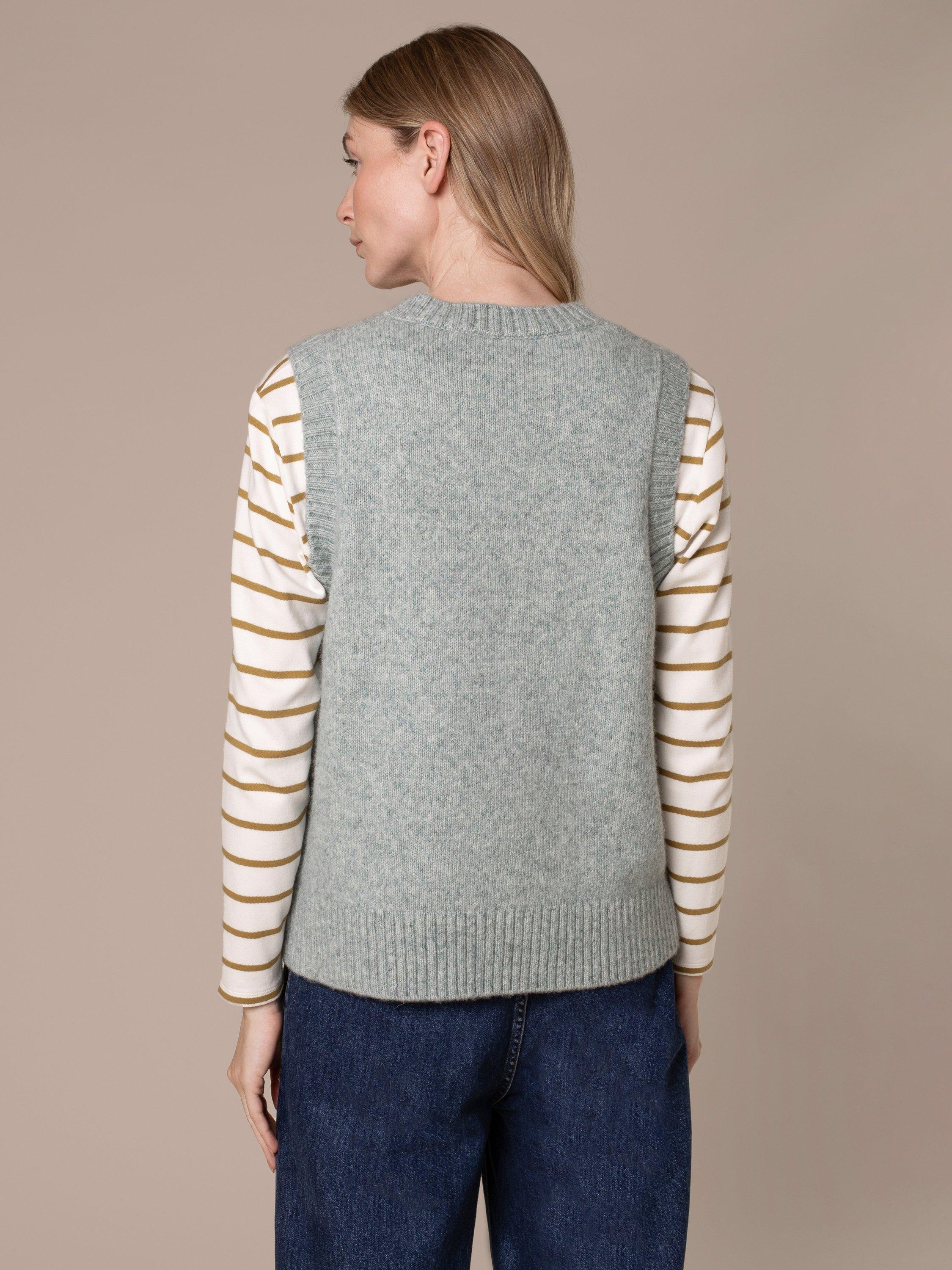 Product image 2 of 7, which shows Celtic & Co. Sleeveless Wool Cotton Blend Jumper, Dark Skylight, XS