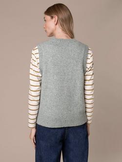 Celtic & Co. Sleeveless Wool Cotton Blend Jumper - view 2, Dark Skylight