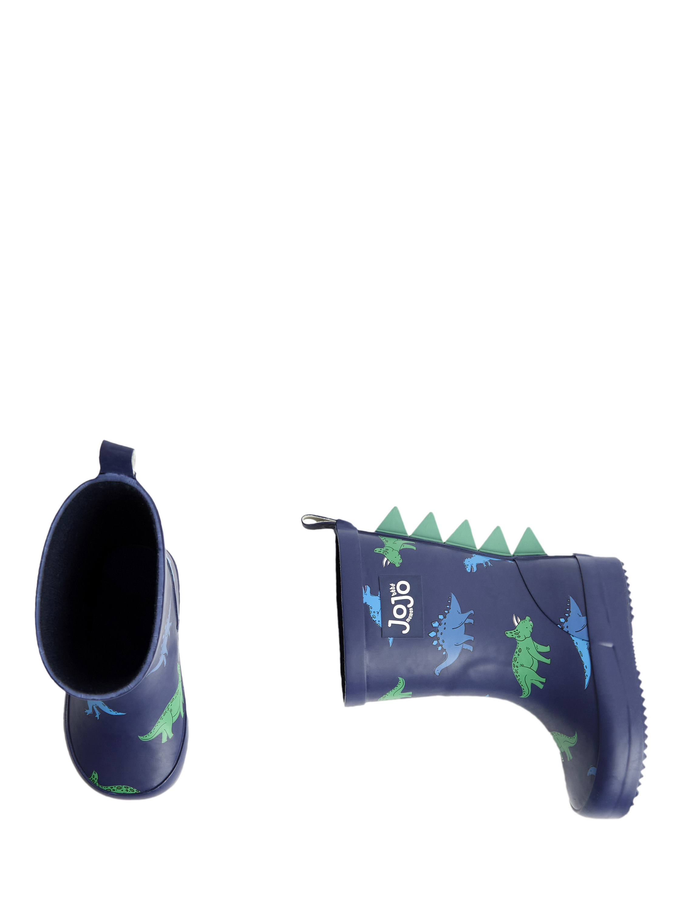 Product image 3 of 4, which shows JoJo Maman Bébé Kids' 3D Dino Wellington Boots, Navy, EU23