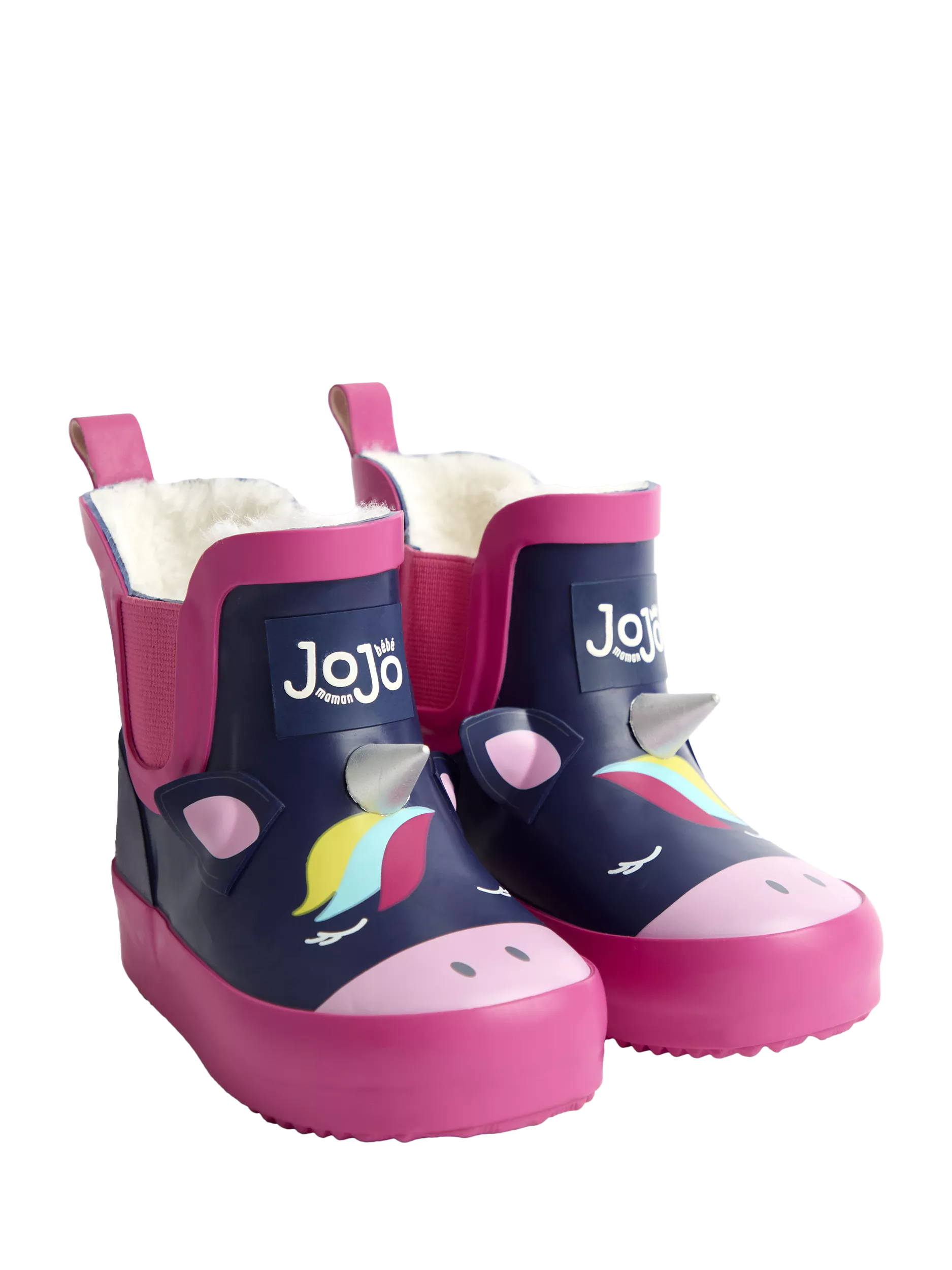 JoJo Maman Bébé Kids' Unicorn Ankle Wellington Boots, Navy