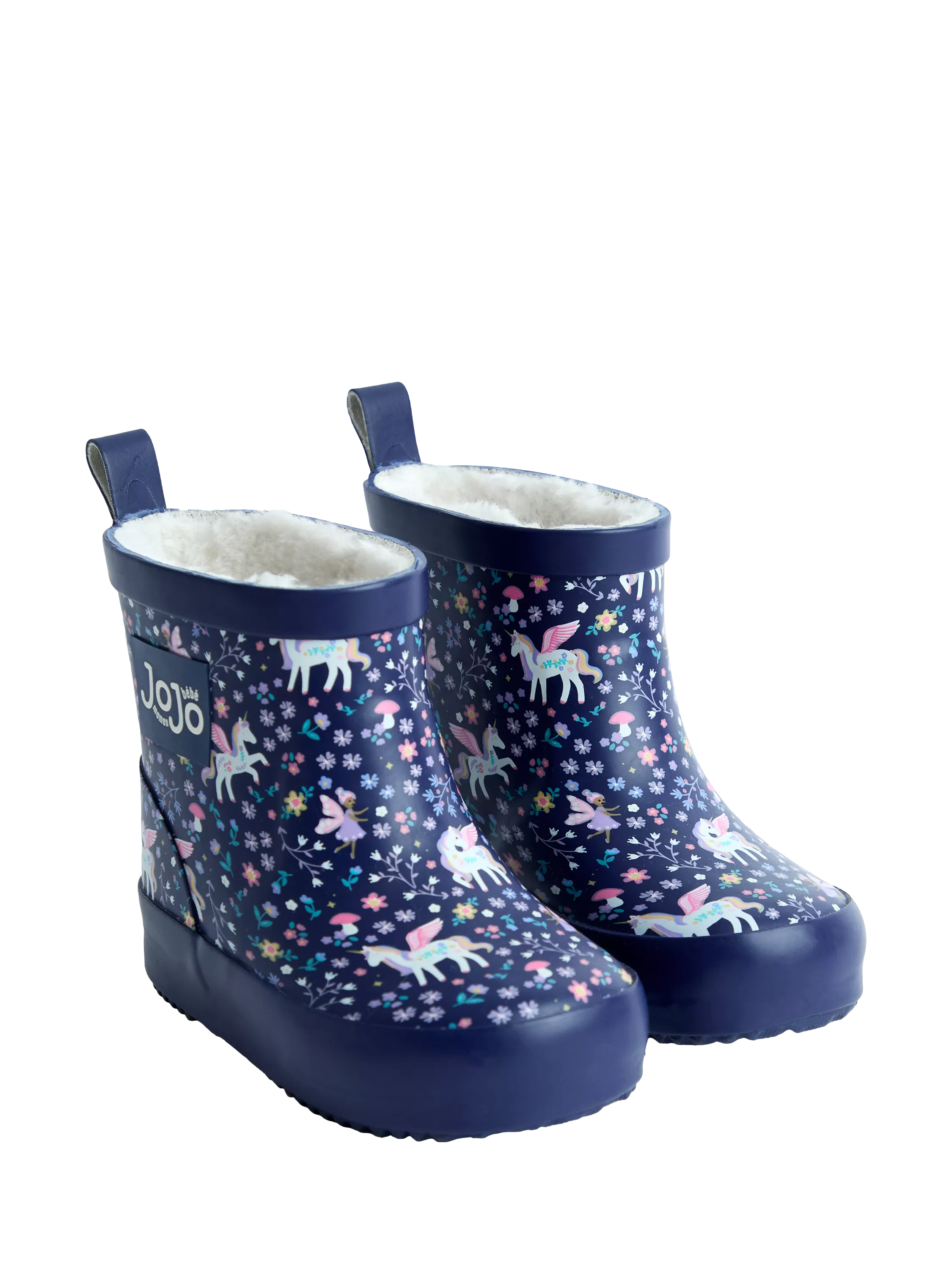 JoJo Maman Bébé Kids' Unicorn Wellington Boots, Navy