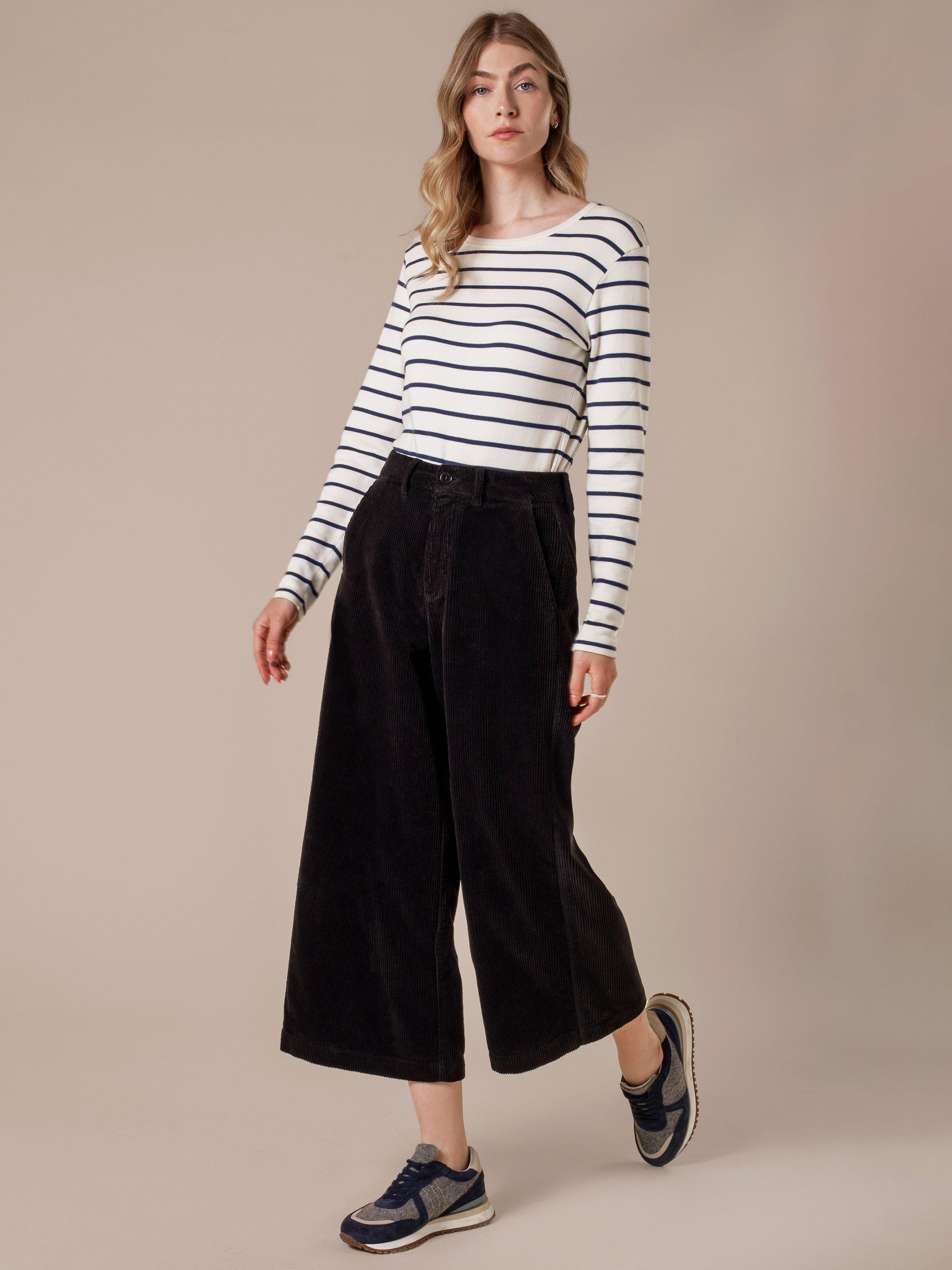 Product image 1 of 8, which shows Celtic & Co. Cotton Mid Rise Cullottes Trousers, Blue Graphite, 8