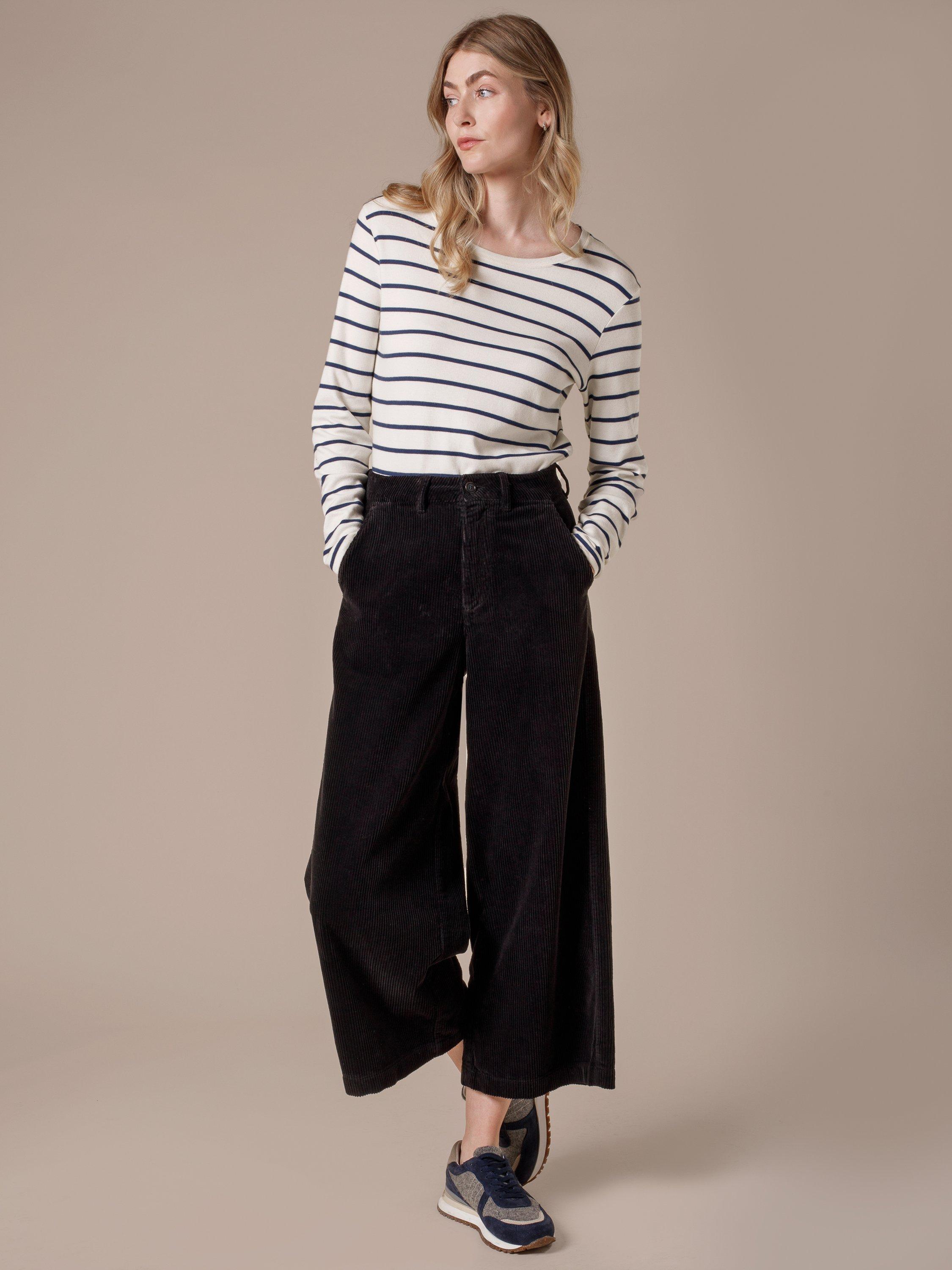 Product image 2 of 8, which shows Celtic & Co. Cotton Mid Rise Cullottes Trousers, Blue Graphite, 8