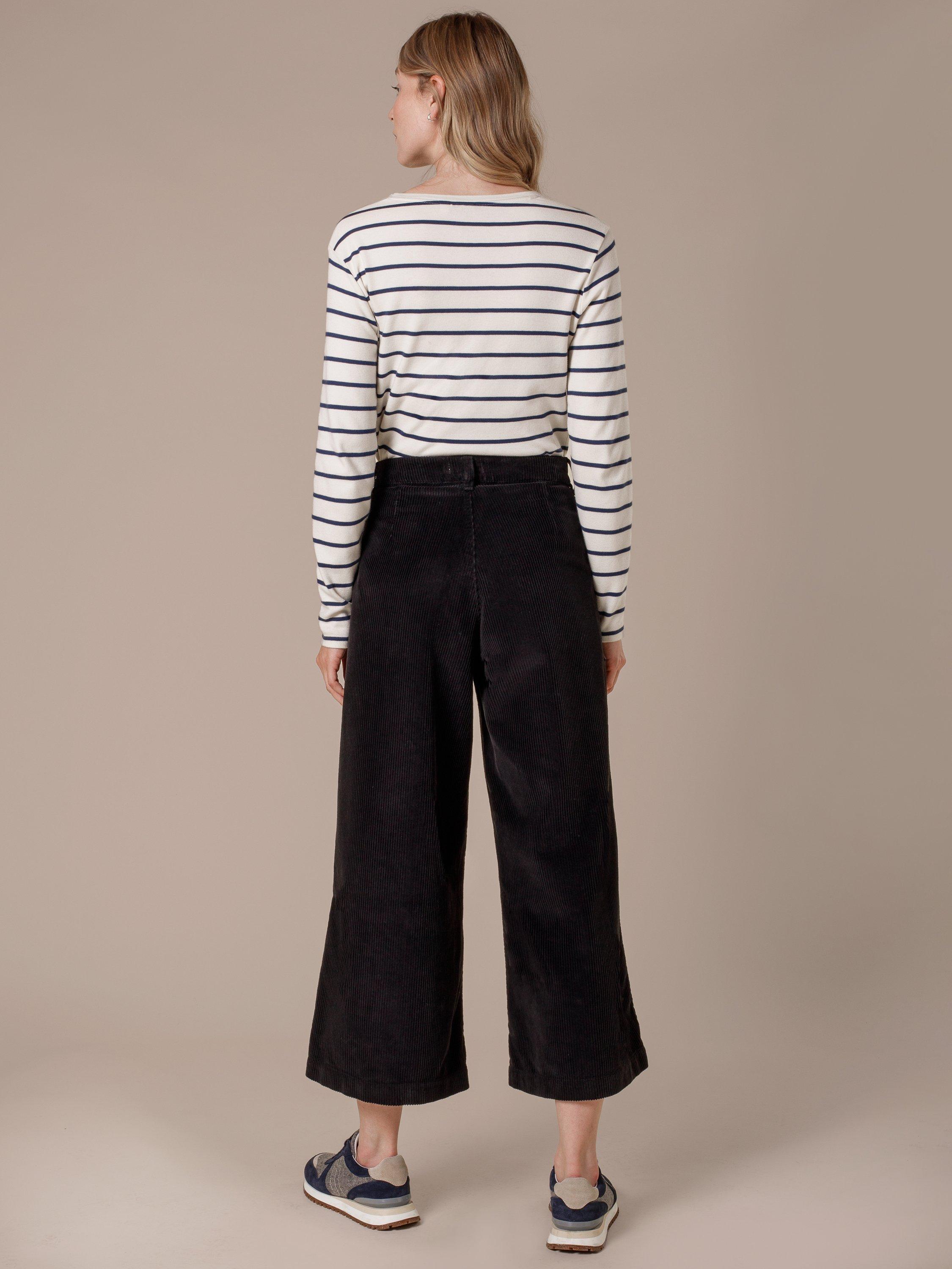 Product image 3 of 8, which shows Celtic & Co. Cotton Mid Rise Cullottes Trousers, Blue Graphite, 8