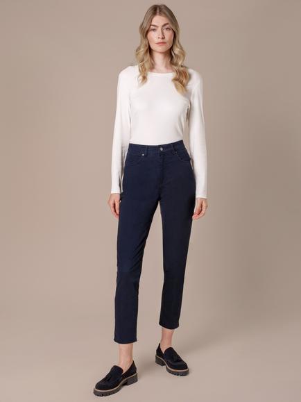 Celtic & Co. Stretch Twill Slim Leg Trousers - view 2, Dark Navy