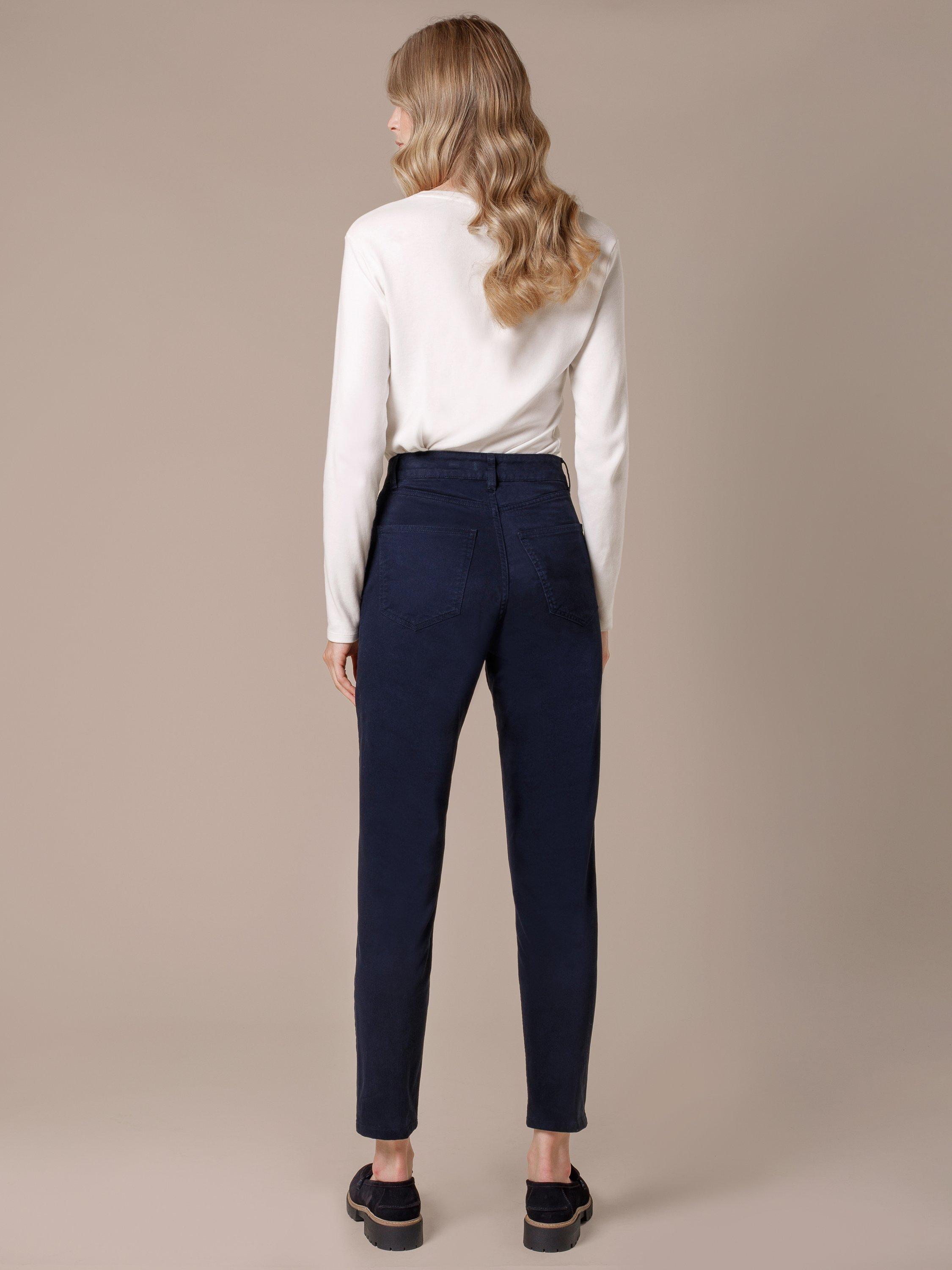 Product image 3 of 7, which shows Celtic & Co. Stretch Twill Slim Leg Trousers, Dark Navy, 8