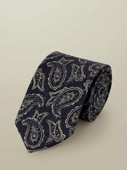 Charles Tyrwhitt Paisley Pure Wool Tie, Navy, Navy