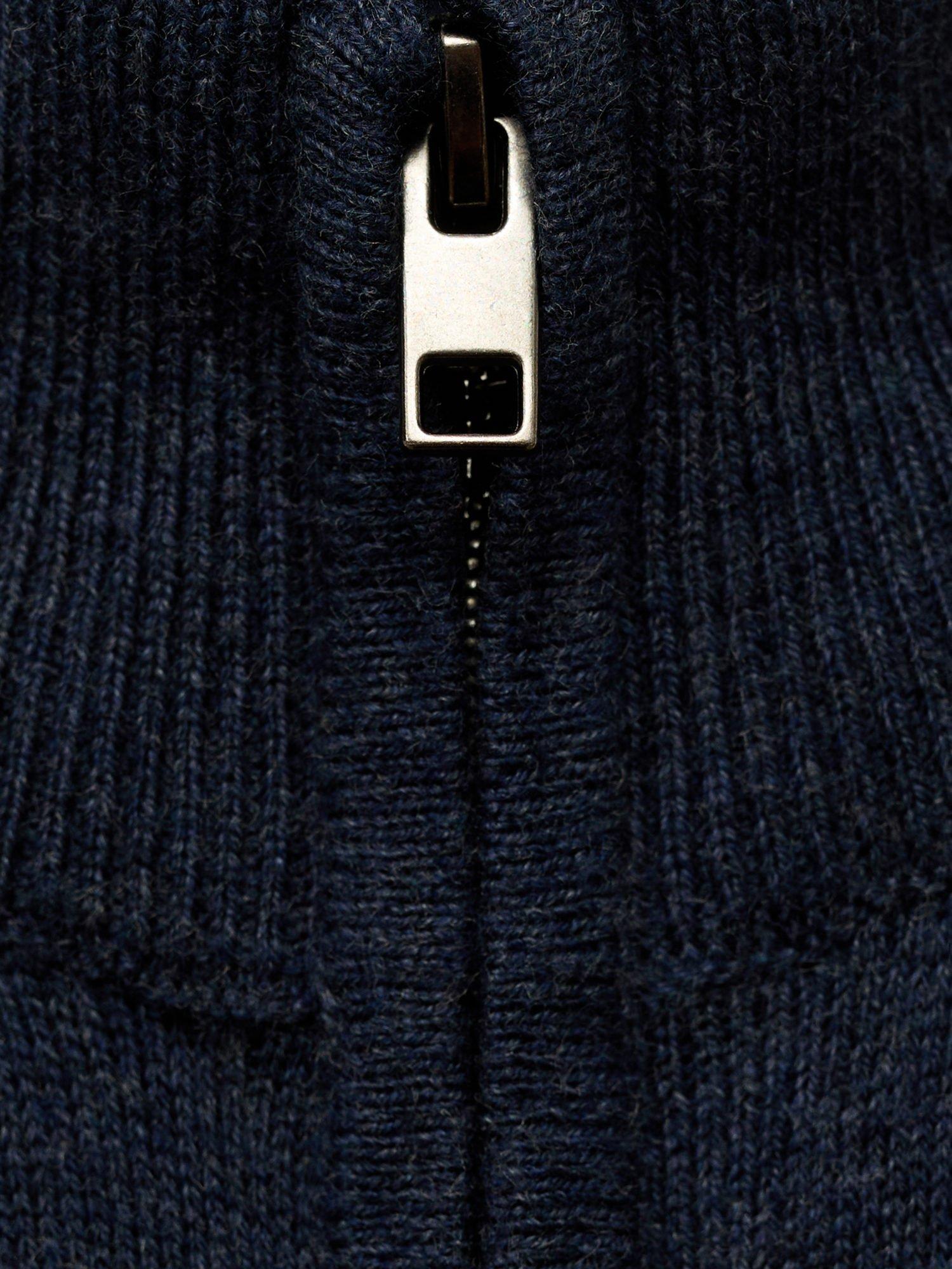 Product image 4 of 4, which shows Mango Kids' Lukeb Cotton Zip Neck Cardigan, Navy, 12-18 months