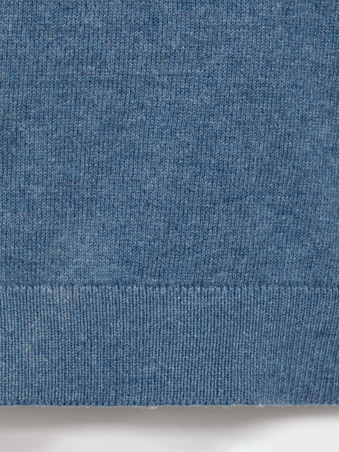 Product image 3 of 4, which shows Mango Kids' Harry Cotton Zip Neck Jumper, Medium Blue, 12-18 months