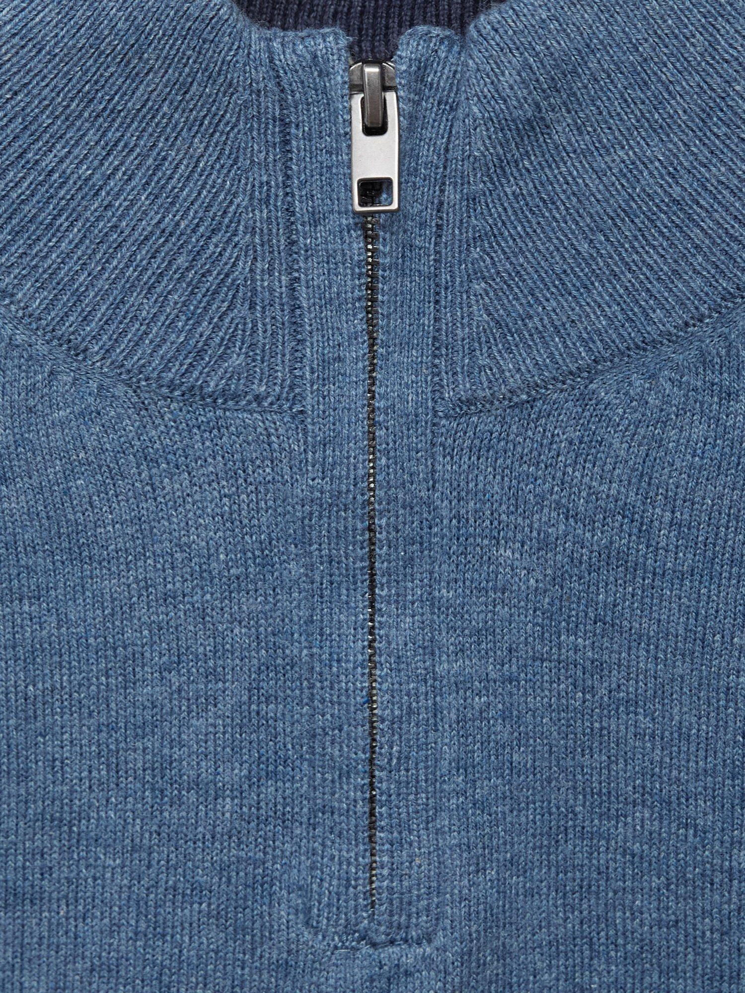 Product image 4 of 4, which shows Mango Kids' Harry Cotton Zip Neck Jumper, Medium Blue, 12-18 months