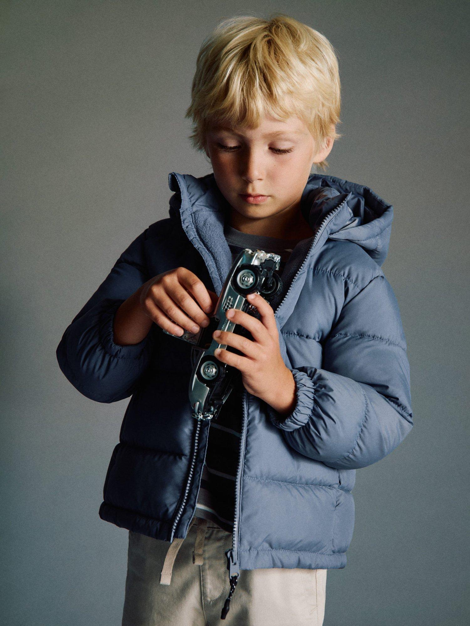 Mango Kids' Aldoal Hooded Puffer Jacket, Pastel Blue