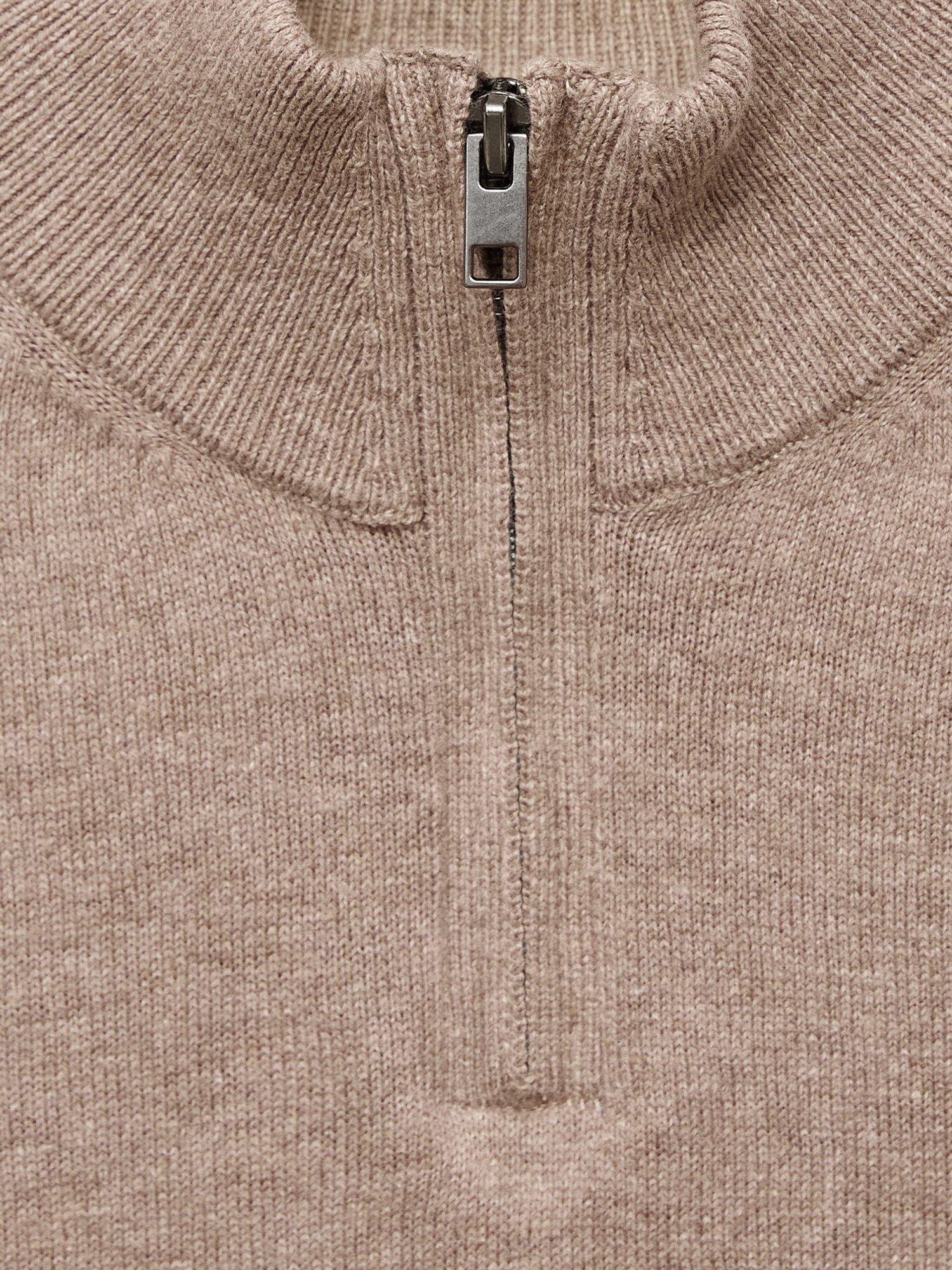 Product image 4 of 4, which shows Mango Kids' Harry Cotton Zip Neck Jumper, Medium Brown, 9-12 months