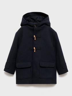 Mango Kids' Toby Duffle Coat, Navy, Navy