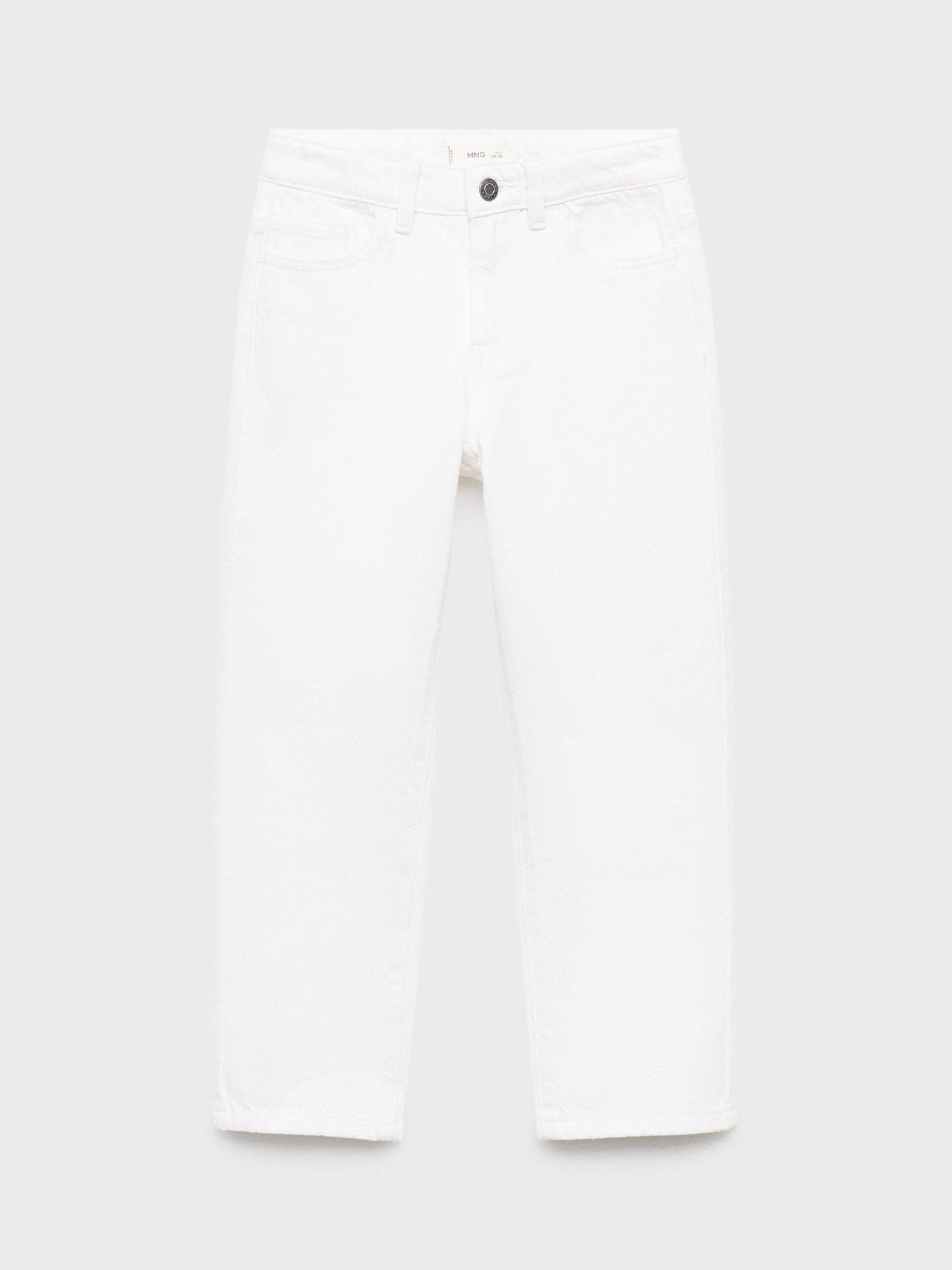Product image 1 of 4, which shows Mango Kids' Denim Dad Jeans, White, 10 years